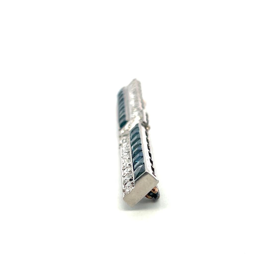 Vintage Platinum Pin Brooch with 1.25ct Old European Diamonds & 2.4ct Sapphires