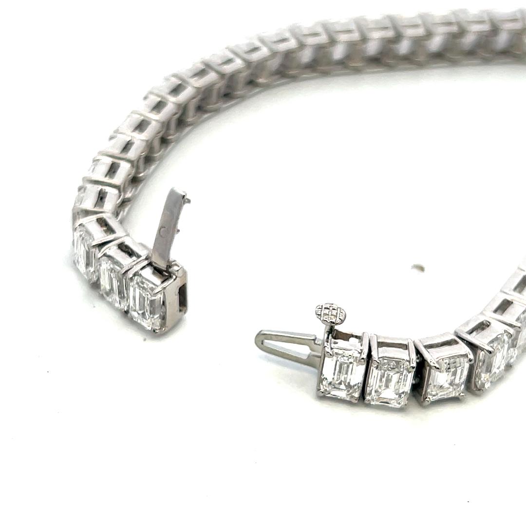 Platinum Tennis Bracelet with 28.45 Carat Emerald Cut Diamonds 39.6 Grams GIA