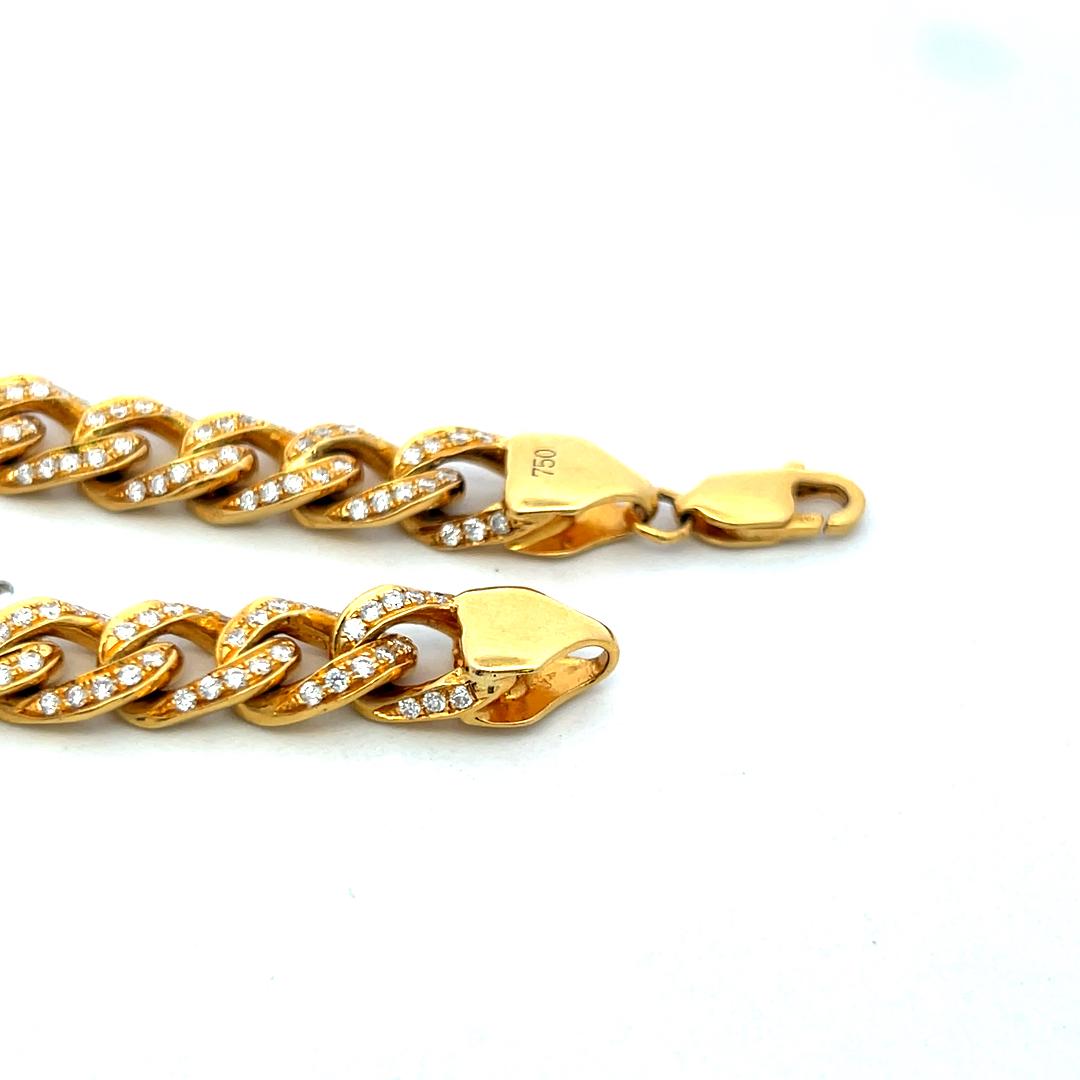 Vintage 18K Yellow Gold Link Necklace with 5.85 Carat Round H SI Diamonds