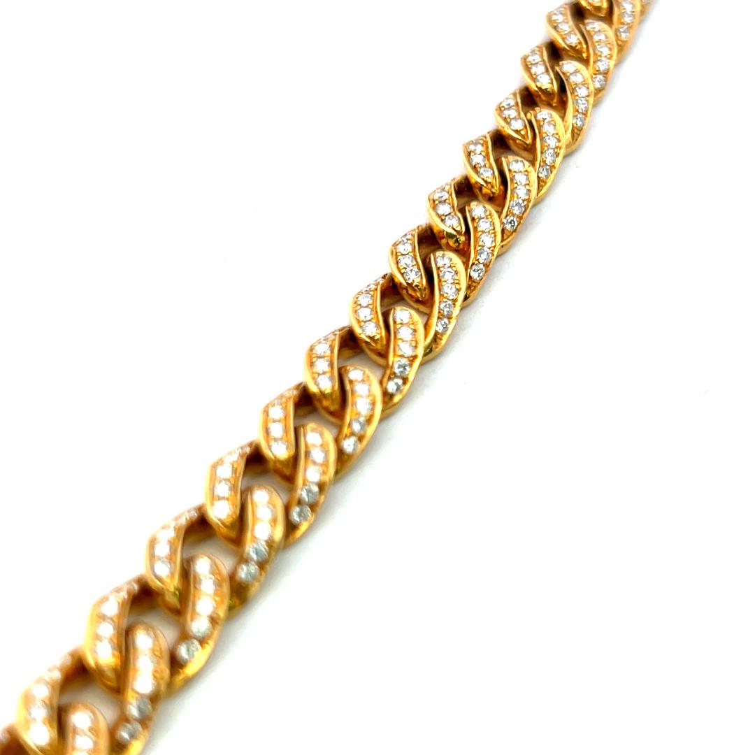 Vintage 18K Yellow Gold Link Necklace with 5.85 Carat Round H SI Diamonds