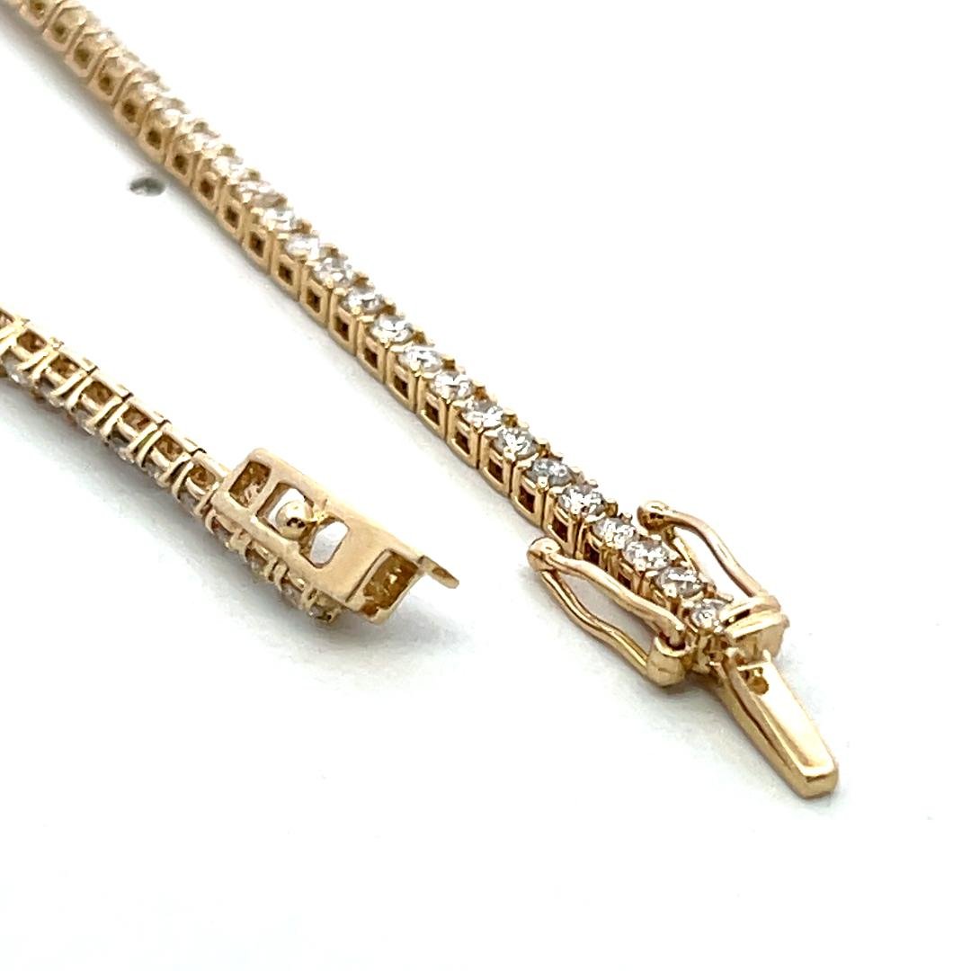 Vintage 14K Yellow Gold Tennis Bracelet with 2.33 Carat Round G VS Diamonds
