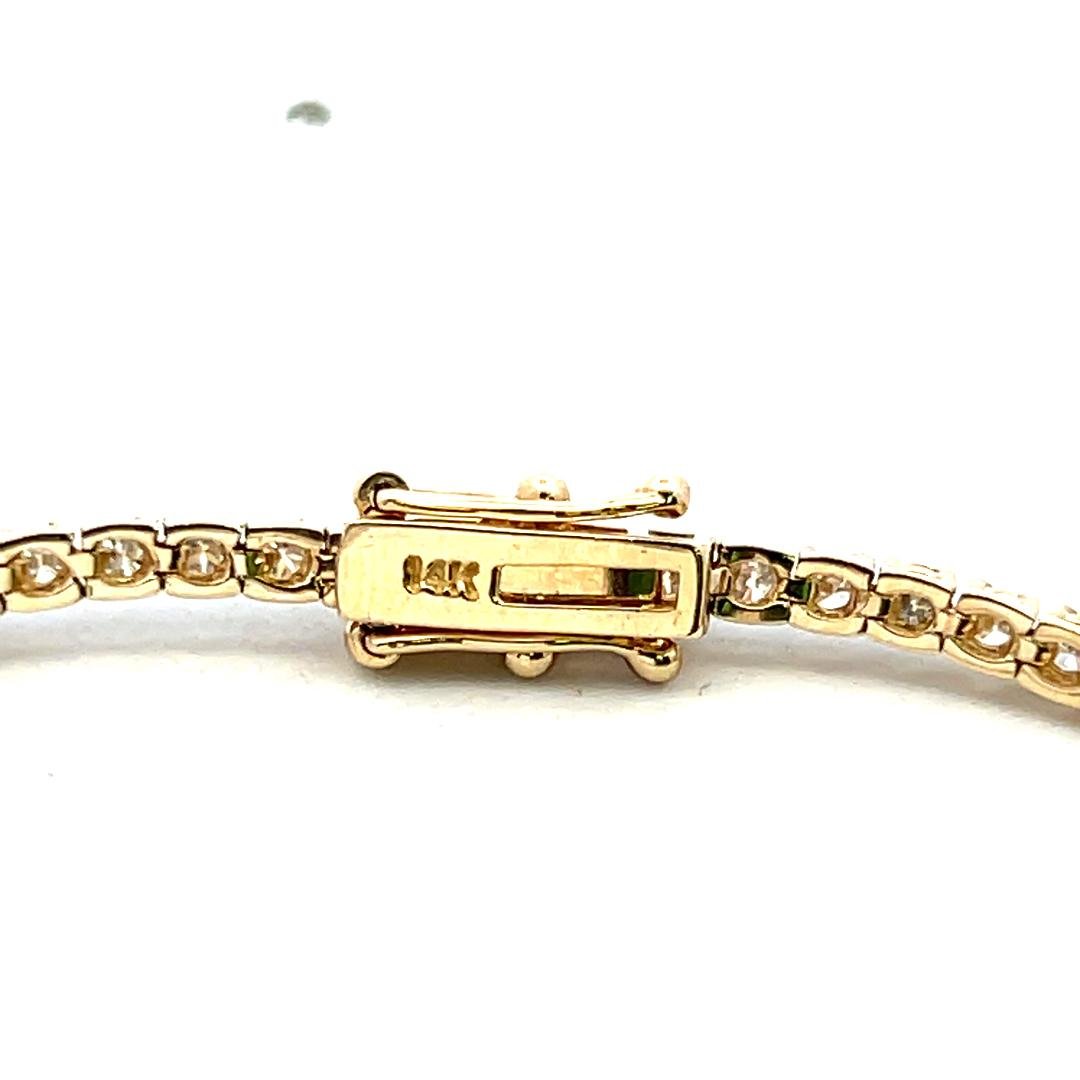 Vintage 14K Yellow Gold Tennis Bracelet with 2.33 Carat Round G VS Diamonds