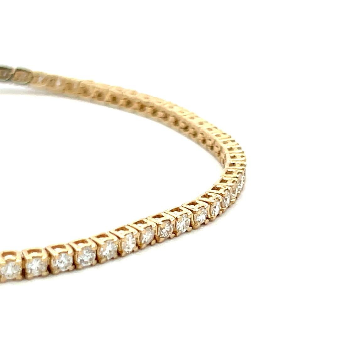 Vintage 14K Yellow Gold Tennis Bracelet with 2.33 Carat Round G VS Diamonds