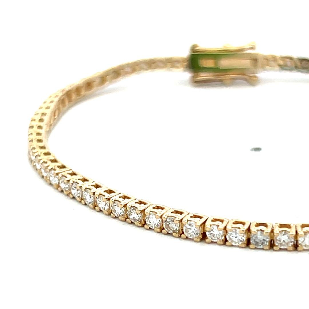 Vintage 14K Yellow Gold Tennis Bracelet with 2.33 Carat Round G VS Diamonds