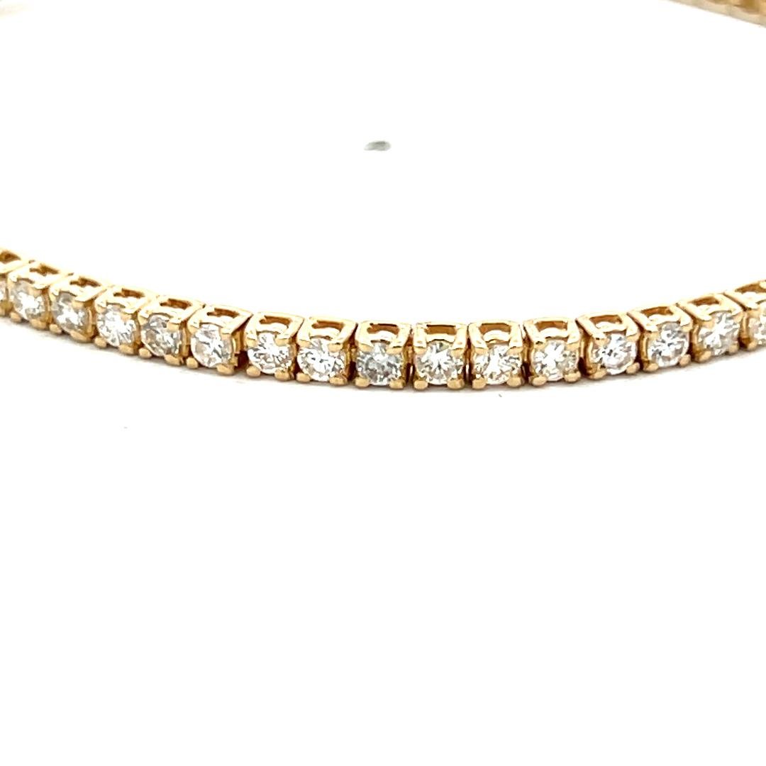 Vintage 14K Yellow Gold Tennis Bracelet with 2.33 Carat Round G VS Diamonds