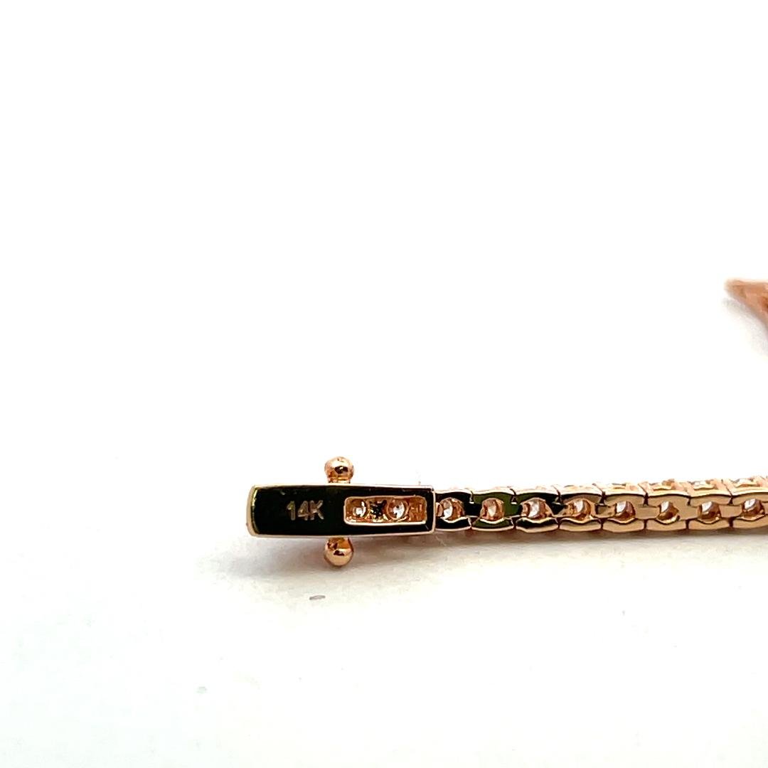 Vintage 14K Rose Gold Tennis Bracelet with 1.77 Carat Round G SI Diamonds