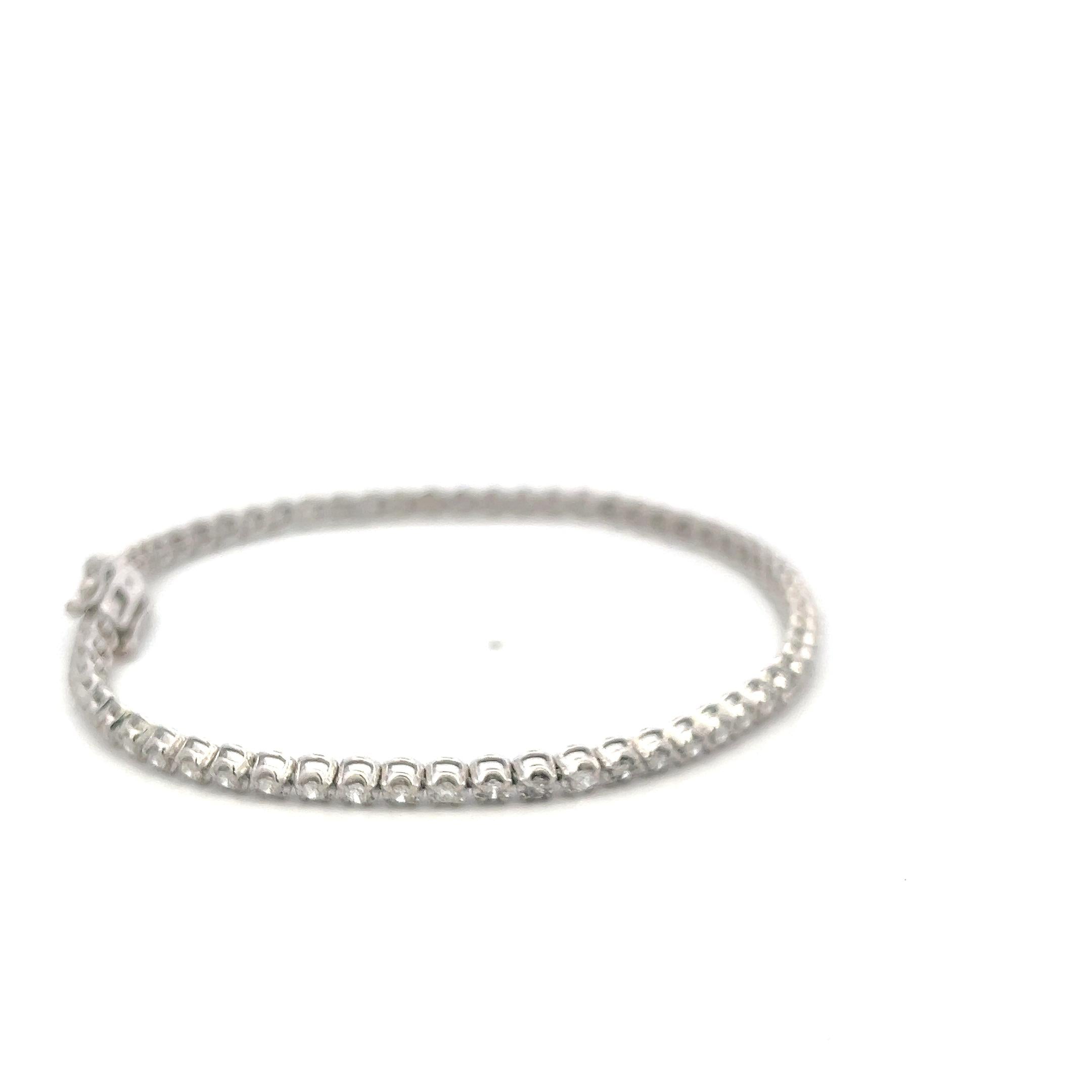 New 14K White Gold Tennis Bracelet with 1.44 Carat Round Diamonds 7 Inch