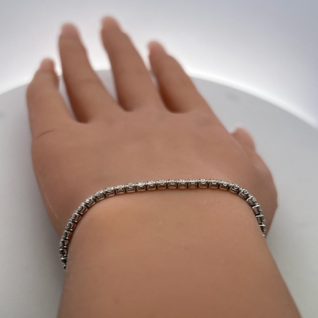 New 14K White Gold Tennis Bracelet with 1.44 Carat Round Diamonds 7 Inch