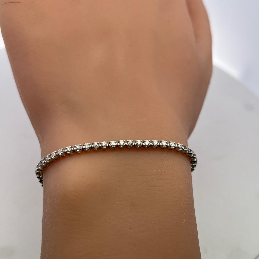 New 14K White Gold Tennis Bracelet with 1.44 Carat Round Diamonds 7 Inch