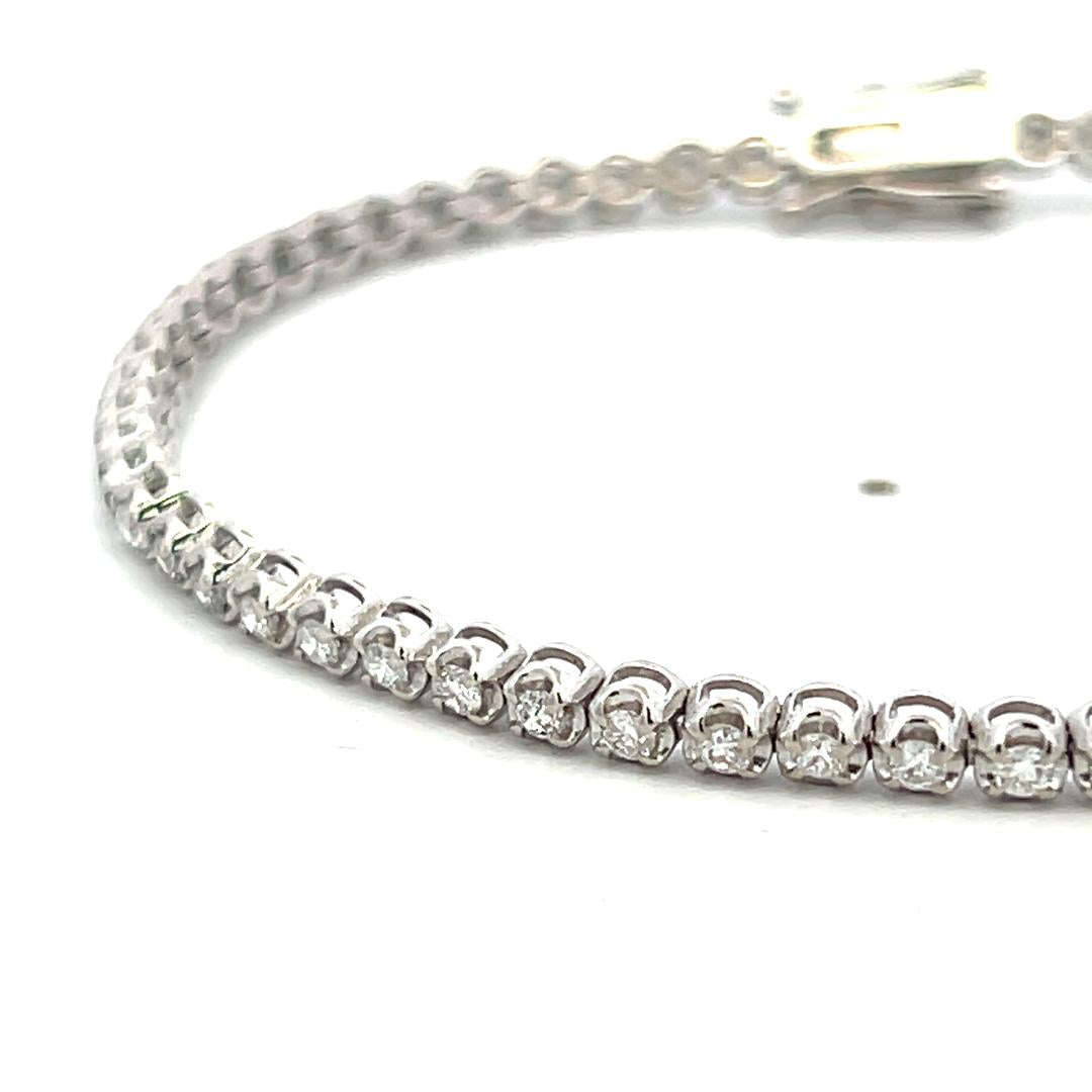 New 14K White Gold Tennis Bracelet with 1.44 Carat Round Diamonds 7 Inch