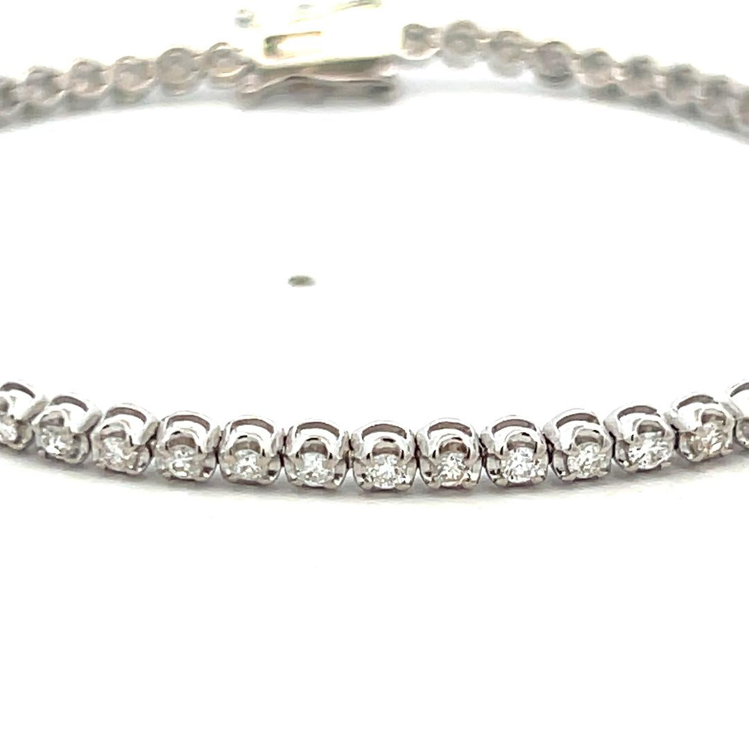 New 14K White Gold Tennis Bracelet with 1.44 Carat Round Diamonds 7 Inch