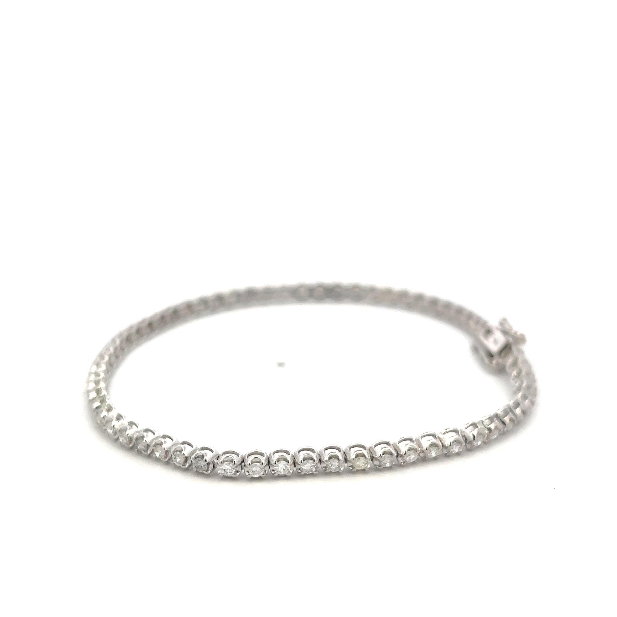 New 14K White Gold Tennis Bracelet with 1.44 Carat Round Diamonds 7 Inch