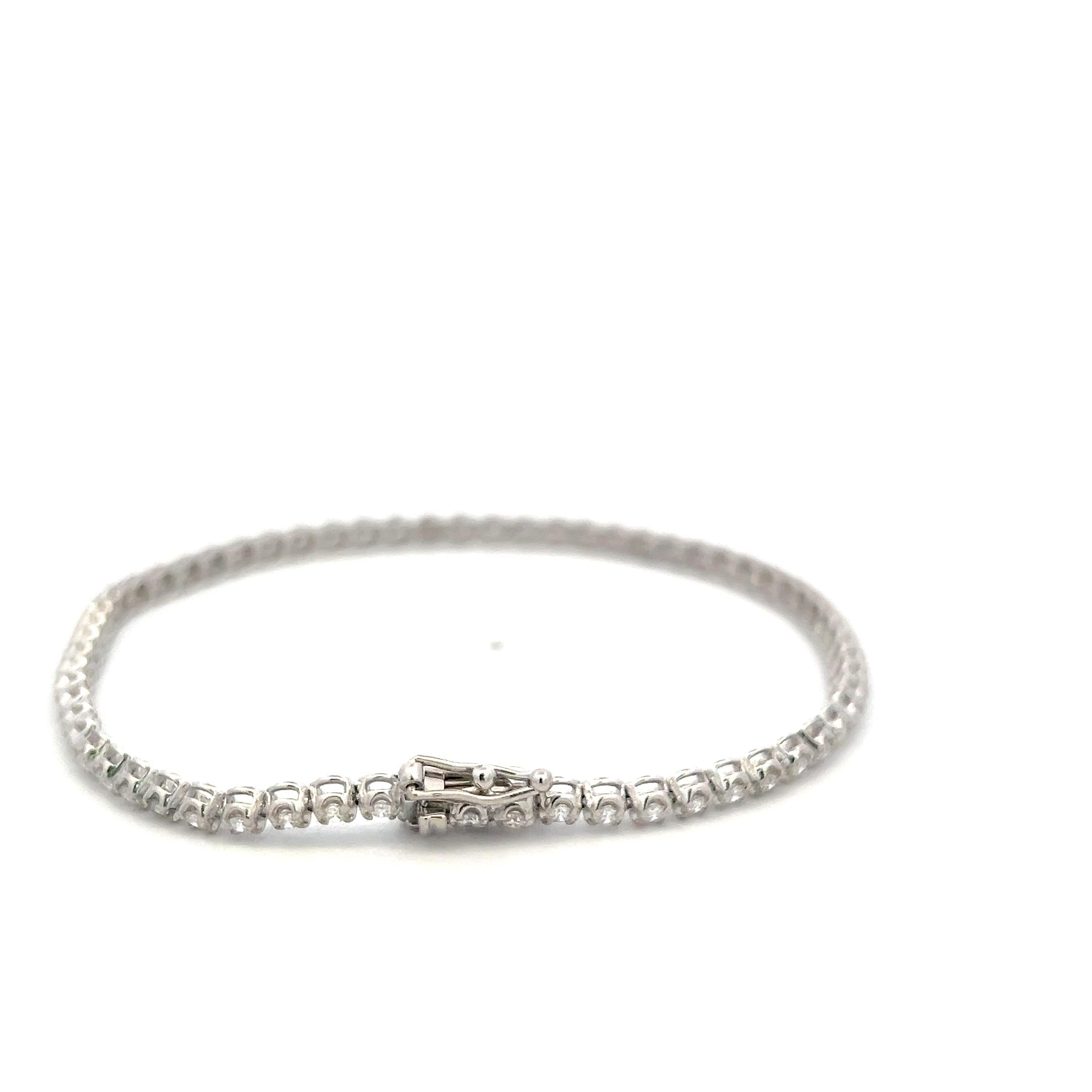 New 14K White Gold Tennis Bracelet with 1.44 Carat Round Diamonds 7 Inch