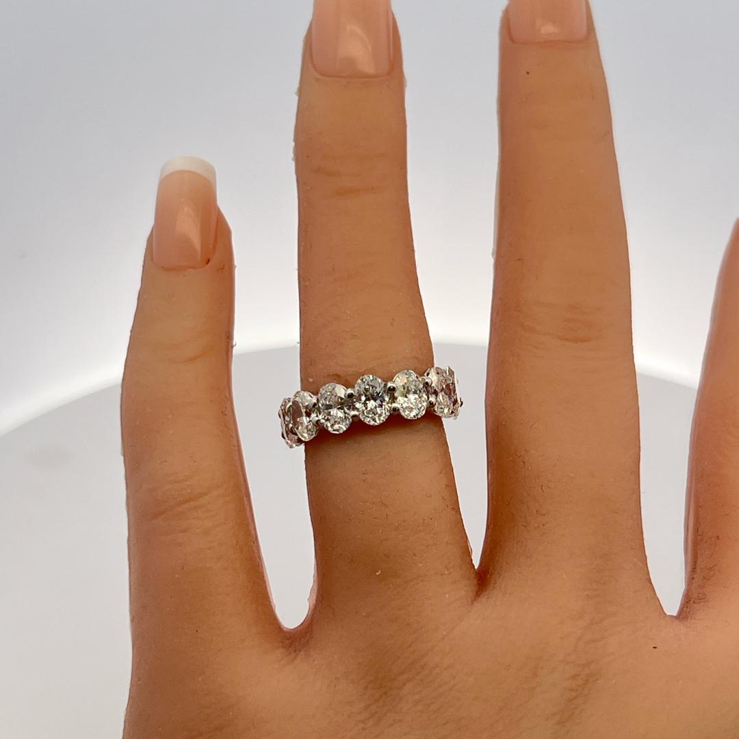 Platinum Eternity Band Ring 5.82ct Oval Shape Diamonds Size 4 D VVS1/SI1 GIA