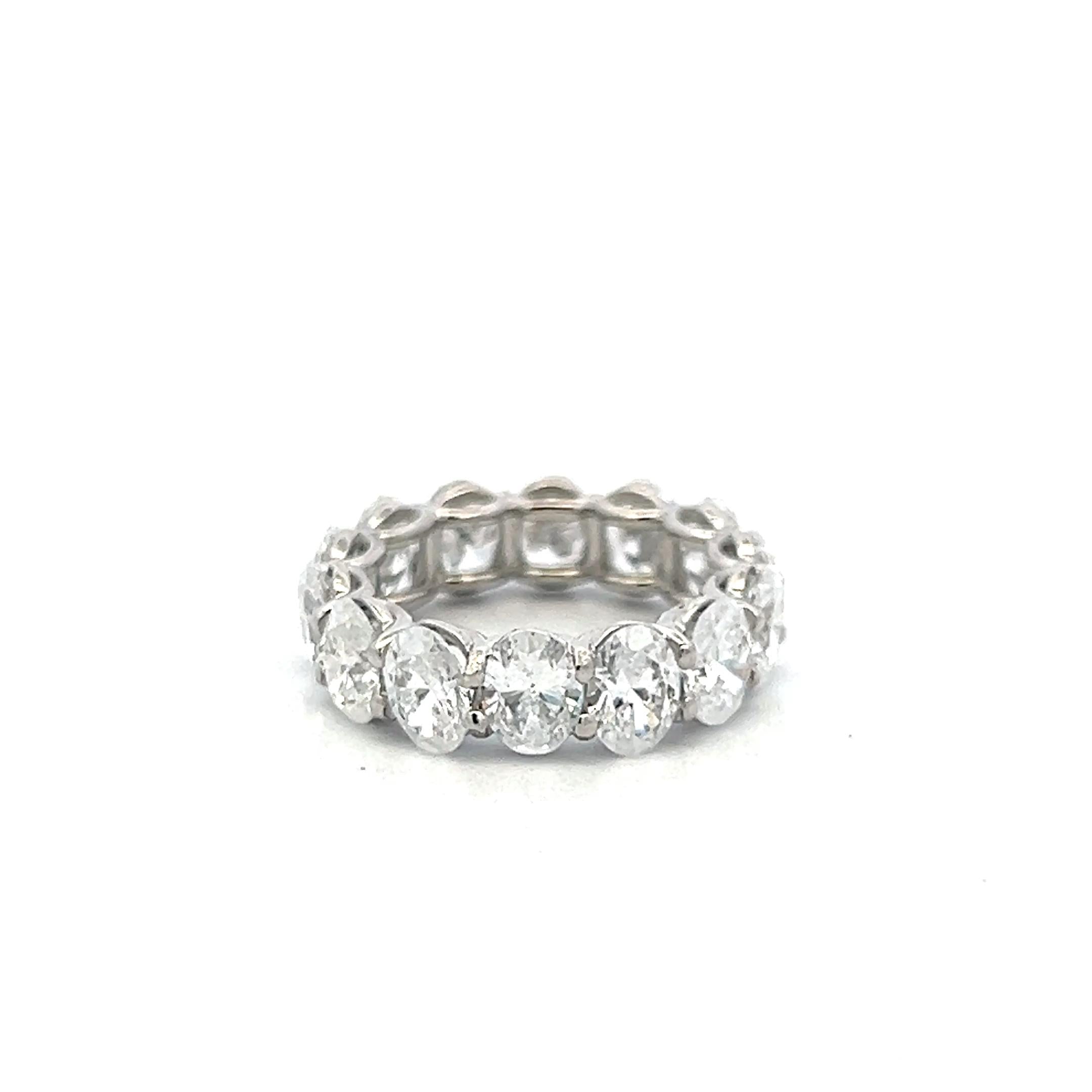Platinum Eternity Band Ring 5.82ct Oval Shape Diamonds Size 4 D VVS1/SI1 GIA