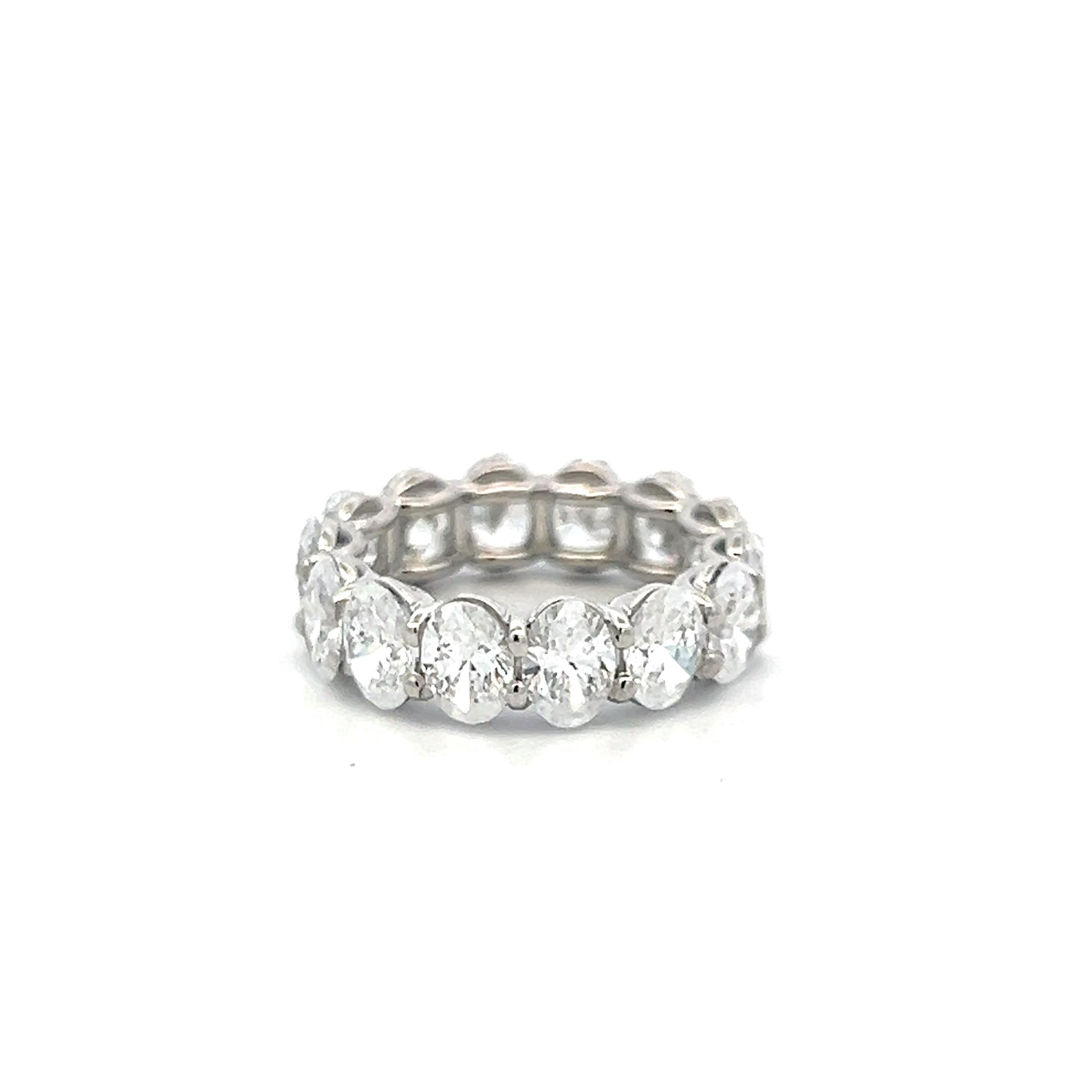 Platinum Eternity Band Ring 5.82ct Oval Shape Diamonds Size 4 D VVS1/SI1 GIA