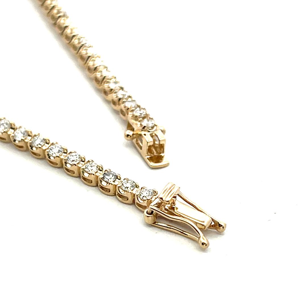 Vintage 14K Yellow Gold Tennis Bracelet with 1.45 Carat Round Diamonds 7 Inch