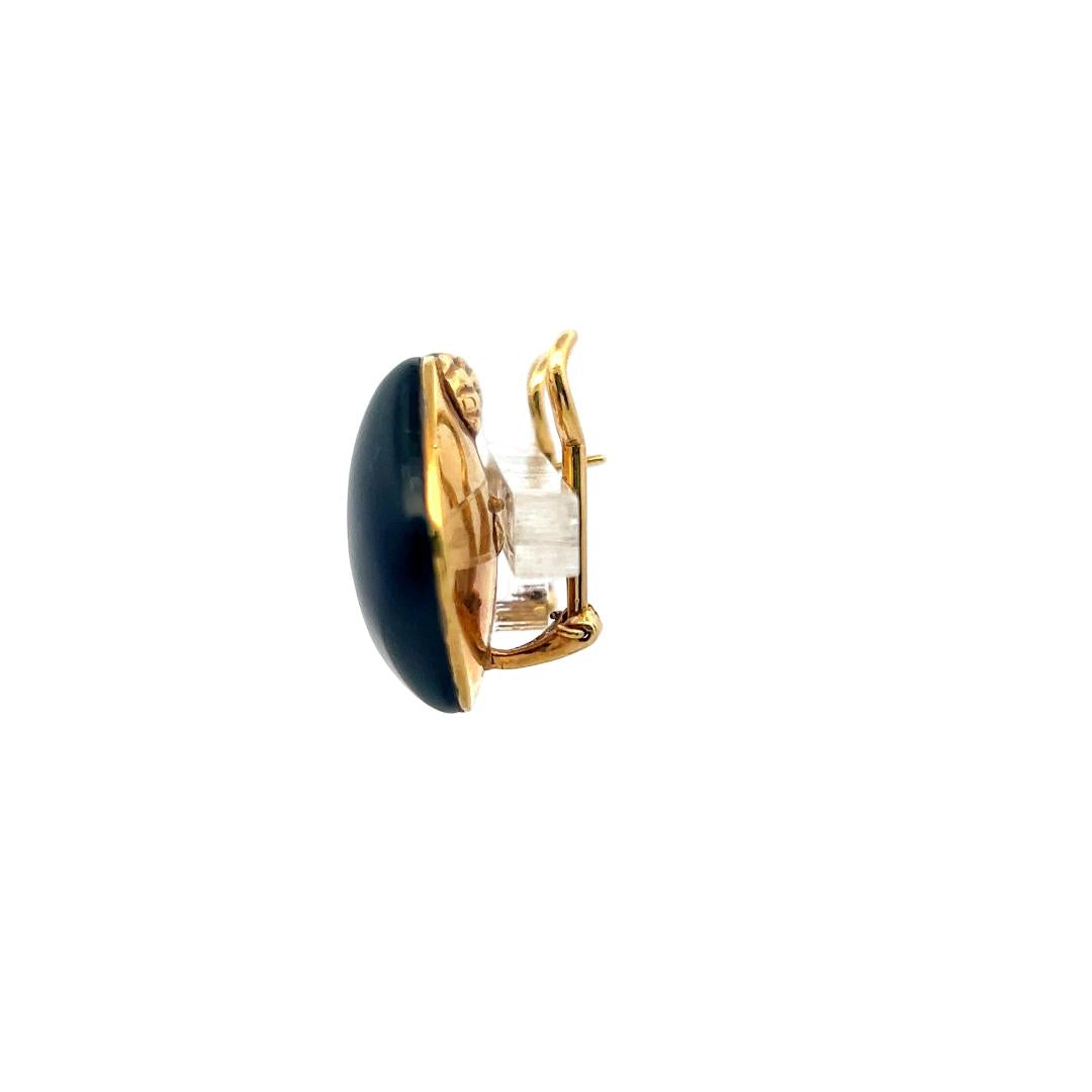 18K Yellow Gold Clip-On Earrings with 0.4ct Round I SI Diamonds 22.5*13.9mm Onyx