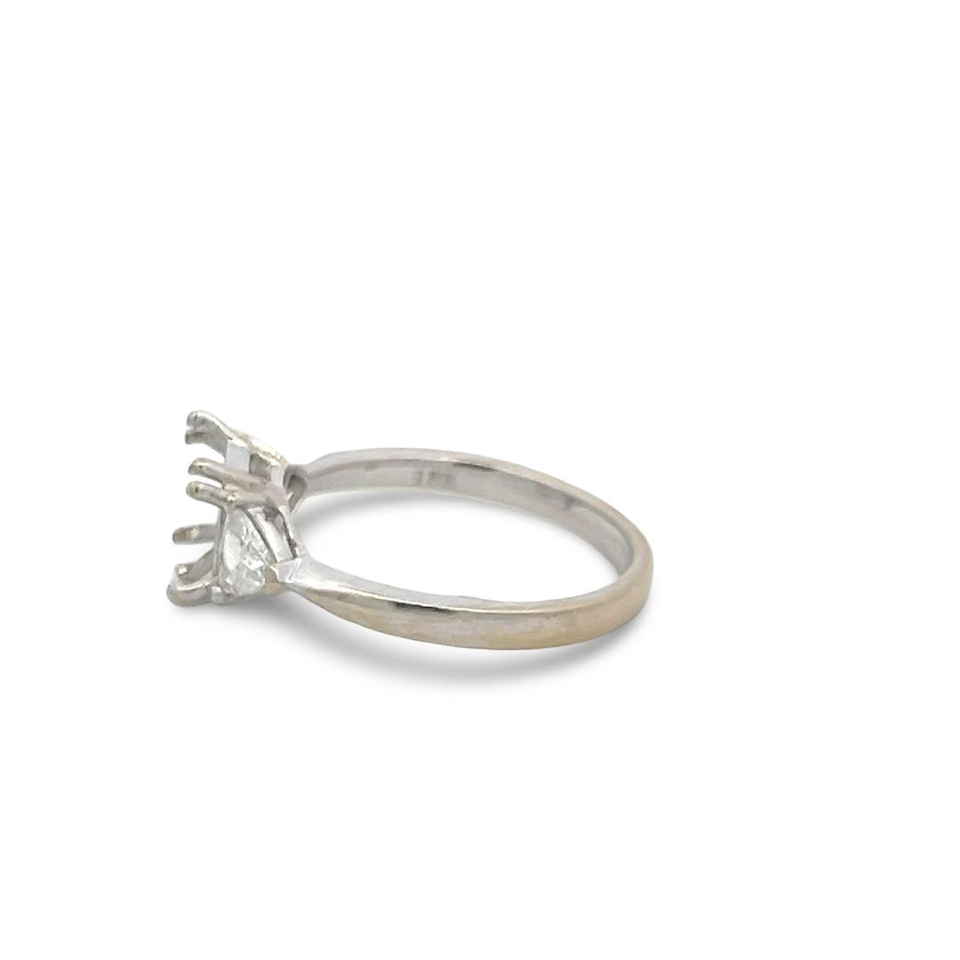 18K White Gold Semi Mount Ring with 0.5ct Triangular Diamonds Fits 6.91x6.82mm