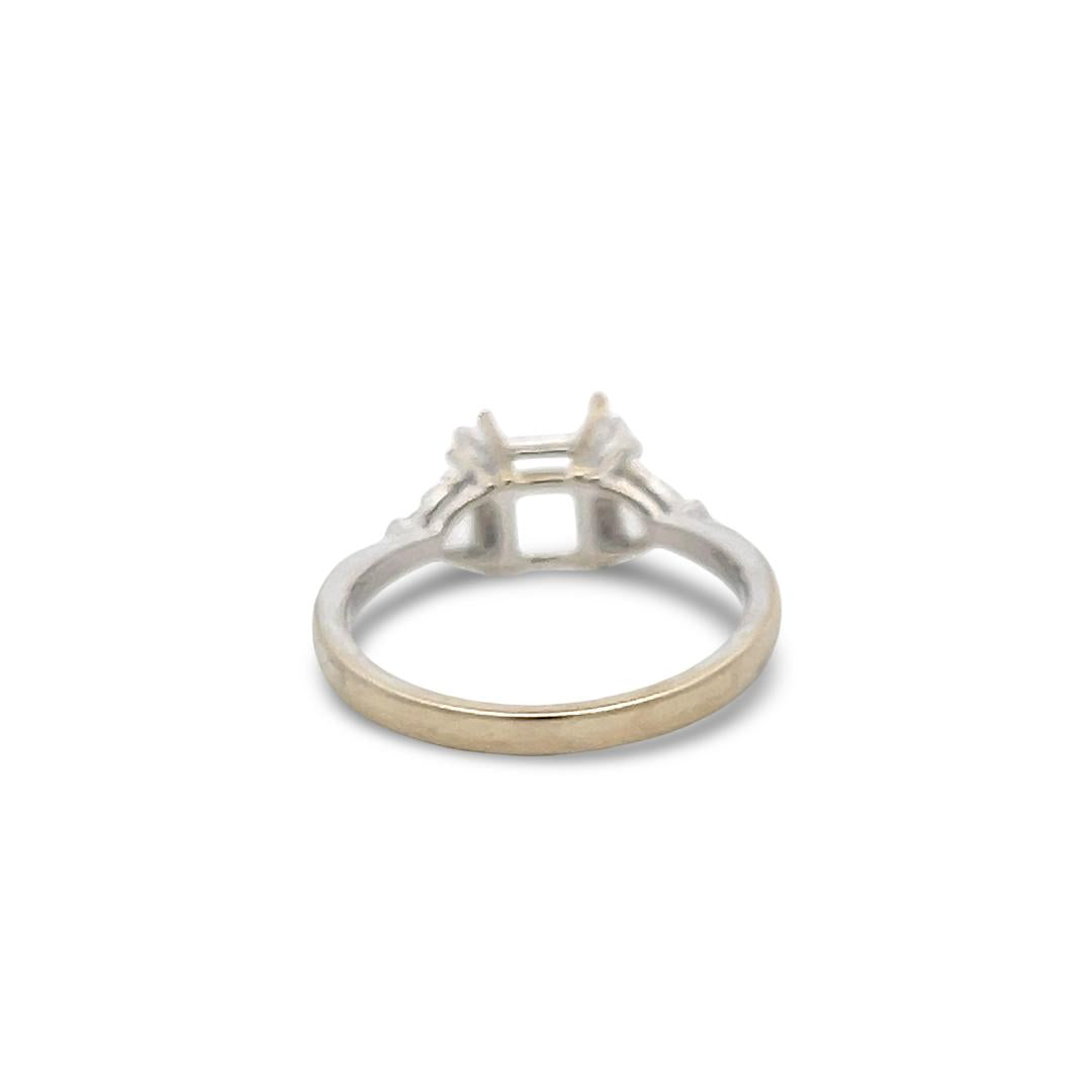 18K White Gold Semi Mount Ring with 0.5ct Triangular Diamonds Fits 6.91x6.82mm