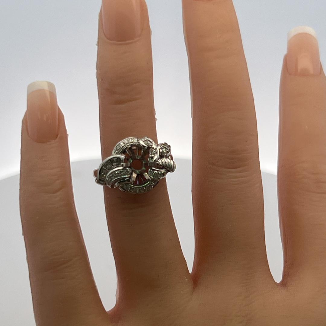 18K White Gold Semi Mount Ring with 0.34 Carat I SI Diamonds Fits 8.1 MM 2.00ct+
