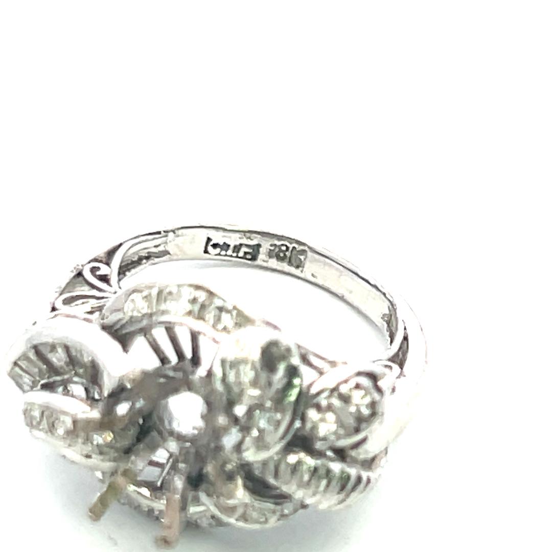 18K White Gold Semi Mount Ring with 0.34 Carat I SI Diamonds Fits 8.1 MM 2.00ct+