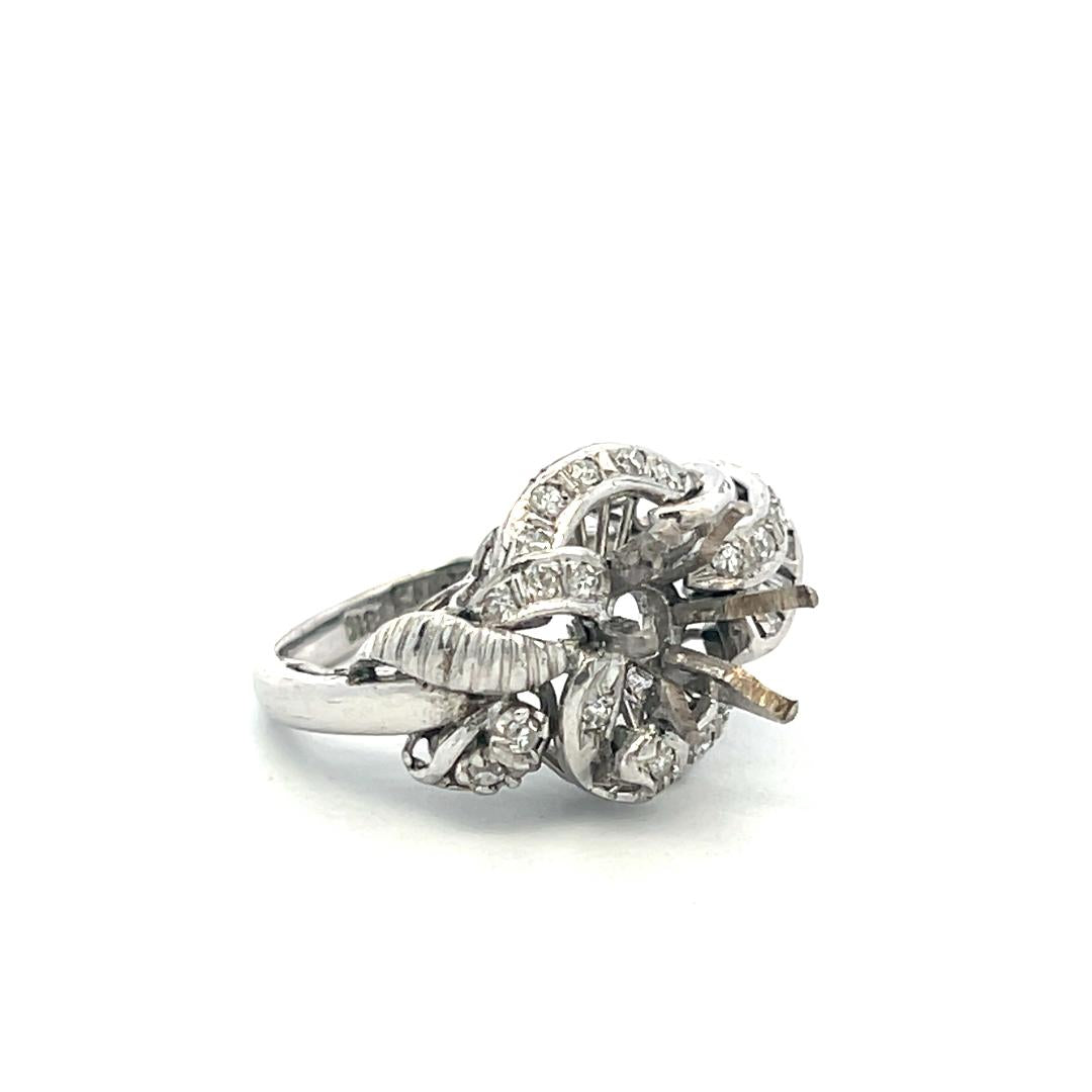 18K White Gold Semi Mount Ring with 0.34 Carat I SI Diamonds Fits 8.1 MM 2.00ct+