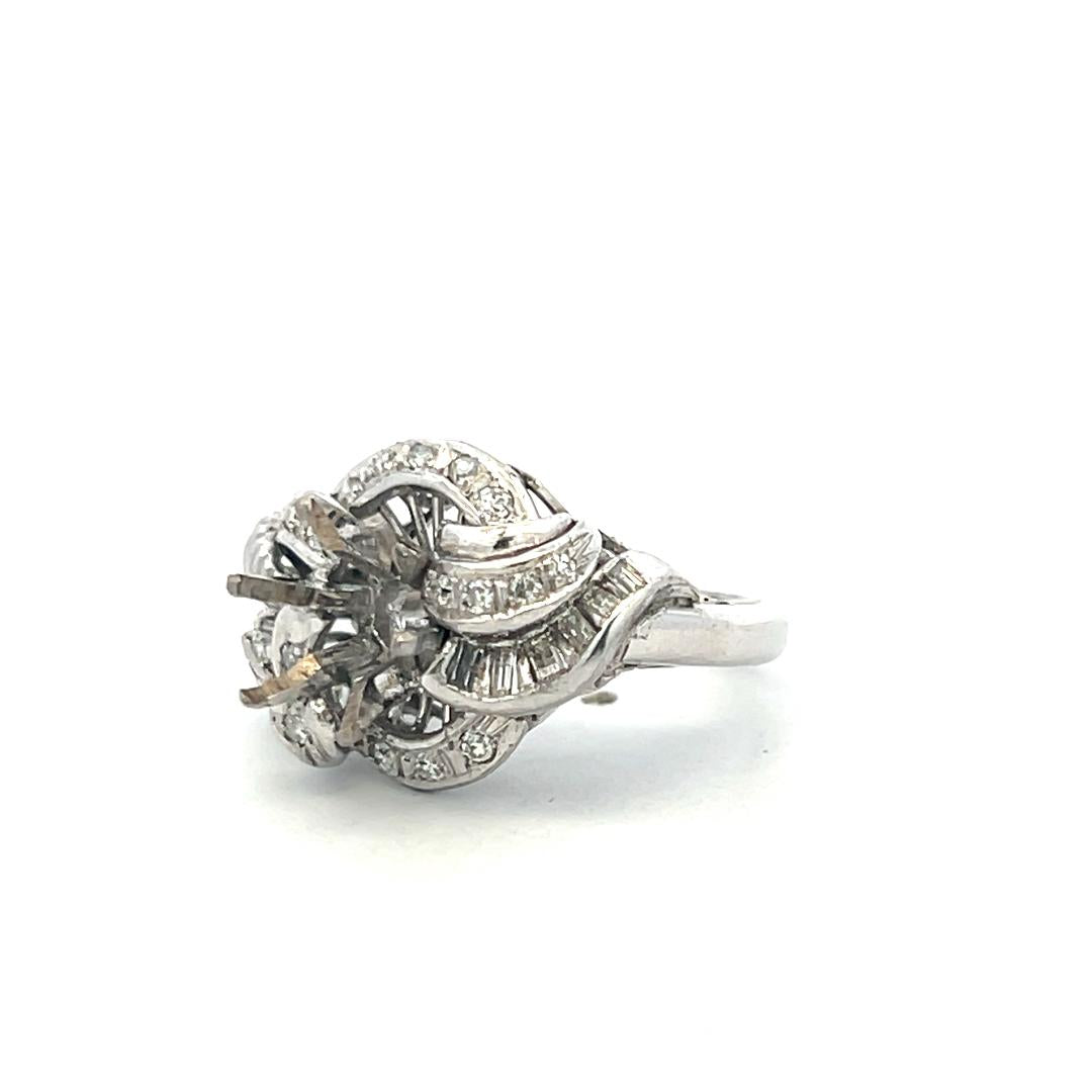 18K White Gold Semi Mount Ring with 0.34 Carat I SI Diamonds Fits 8.1 MM 2.00ct+