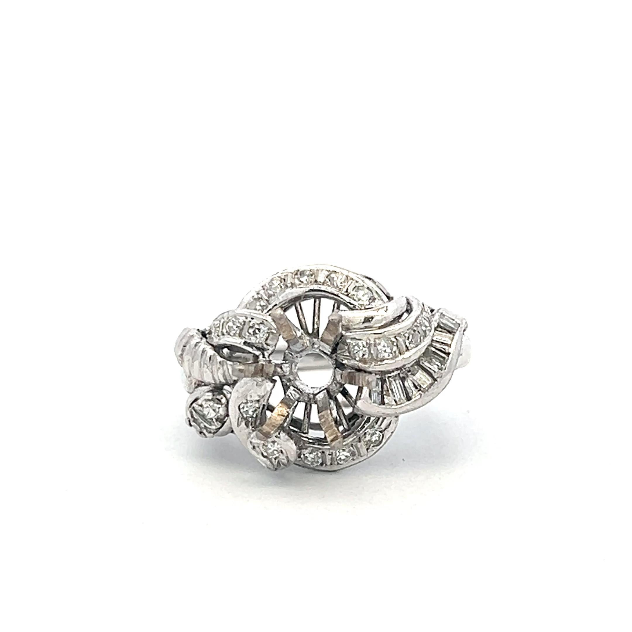 18K White Gold Semi Mount Ring with 0.34 Carat I SI Diamonds Fits 8.1 MM 2.00ct+