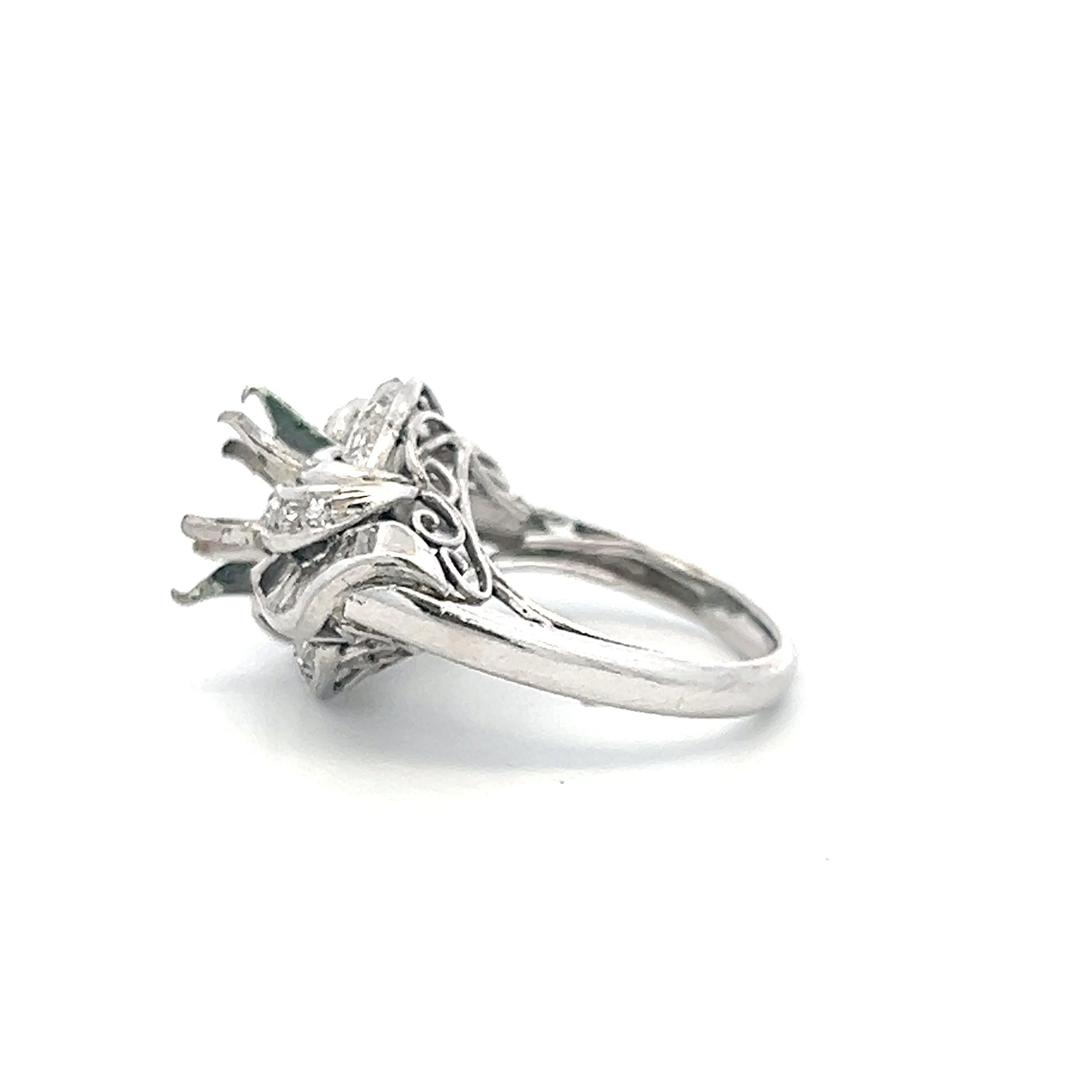 18K White Gold Semi Mount Ring with 0.34 Carat I SI Diamonds Fits 8.1 MM 2.00ct+