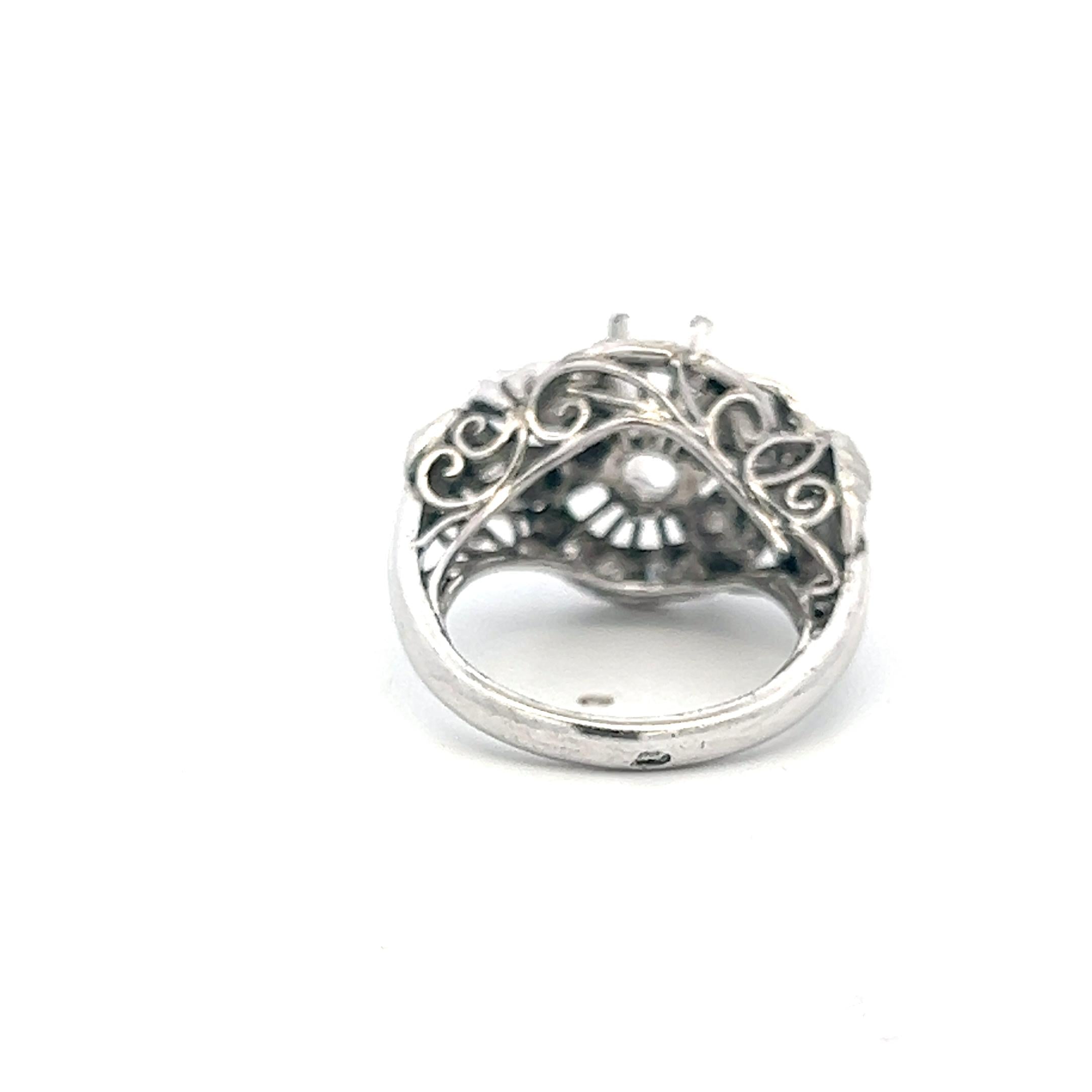 18K White Gold Semi Mount Ring with 0.34 Carat I SI Diamonds Fits 8.1 MM 2.00ct+