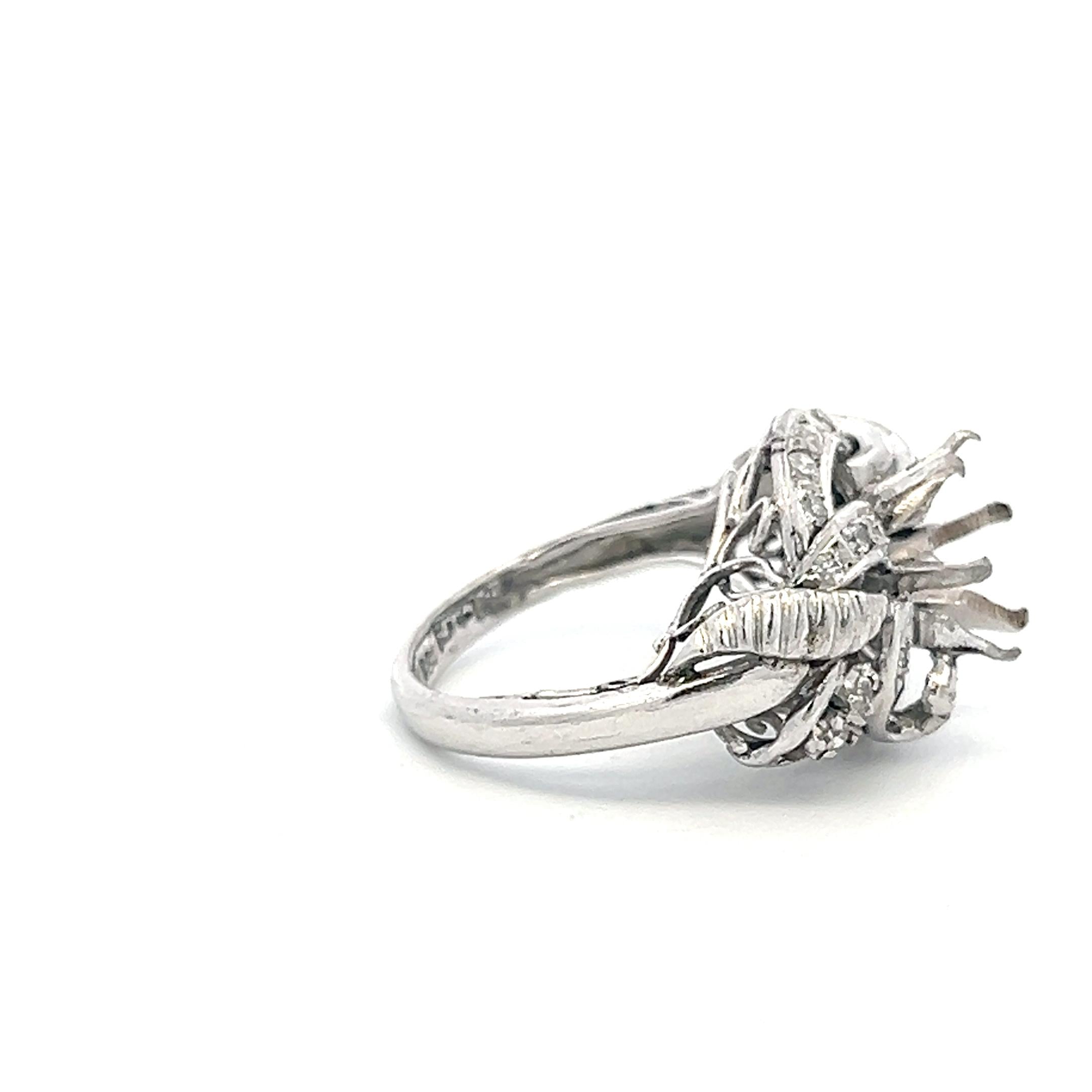 18K White Gold Semi Mount Ring with 0.34 Carat I SI Diamonds Fits 8.1 MM 2.00ct+