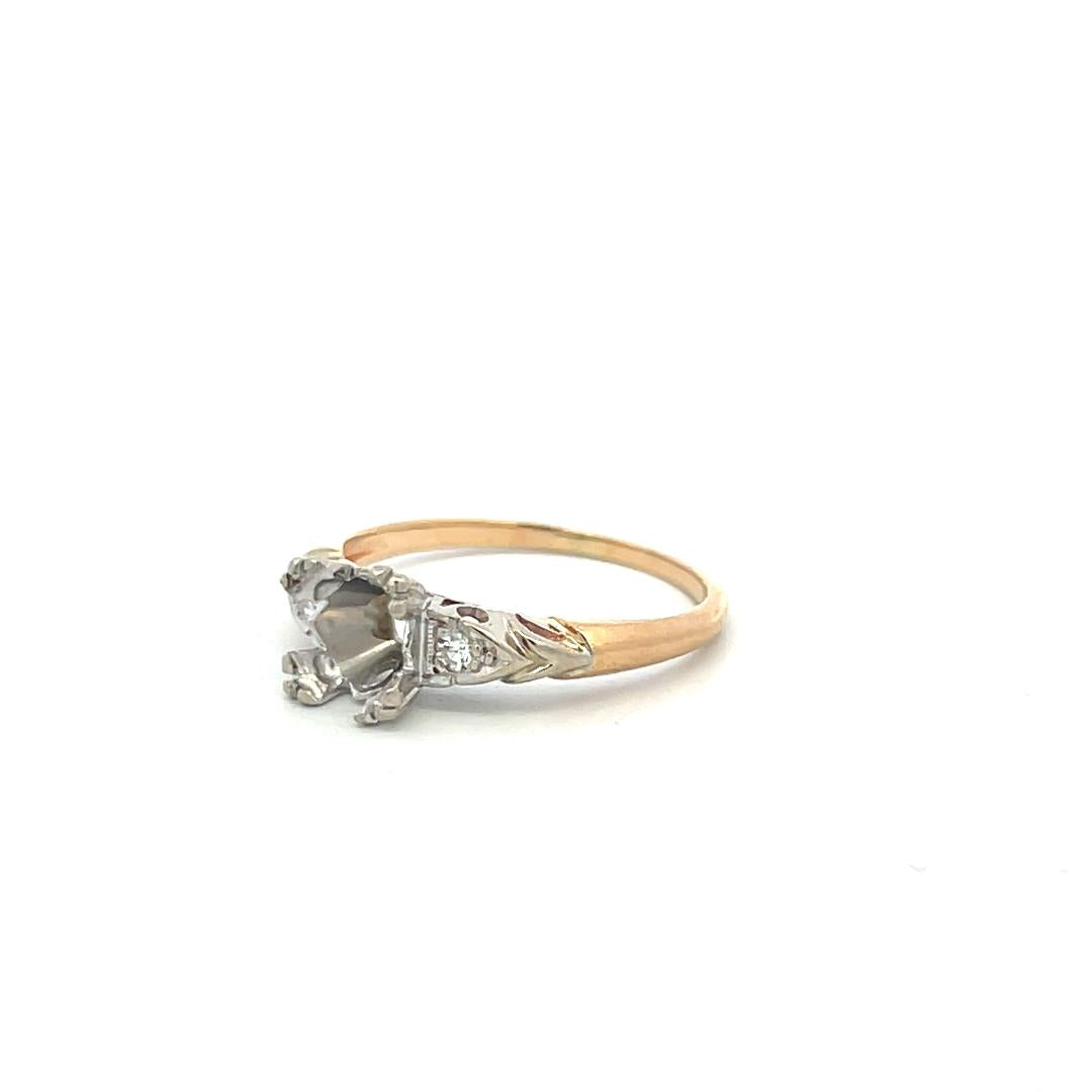 14K Two-Tone Gold Semi Mount Ring 0.04ct Circular I SI Diamond Fits 6.8mm 1.25ct