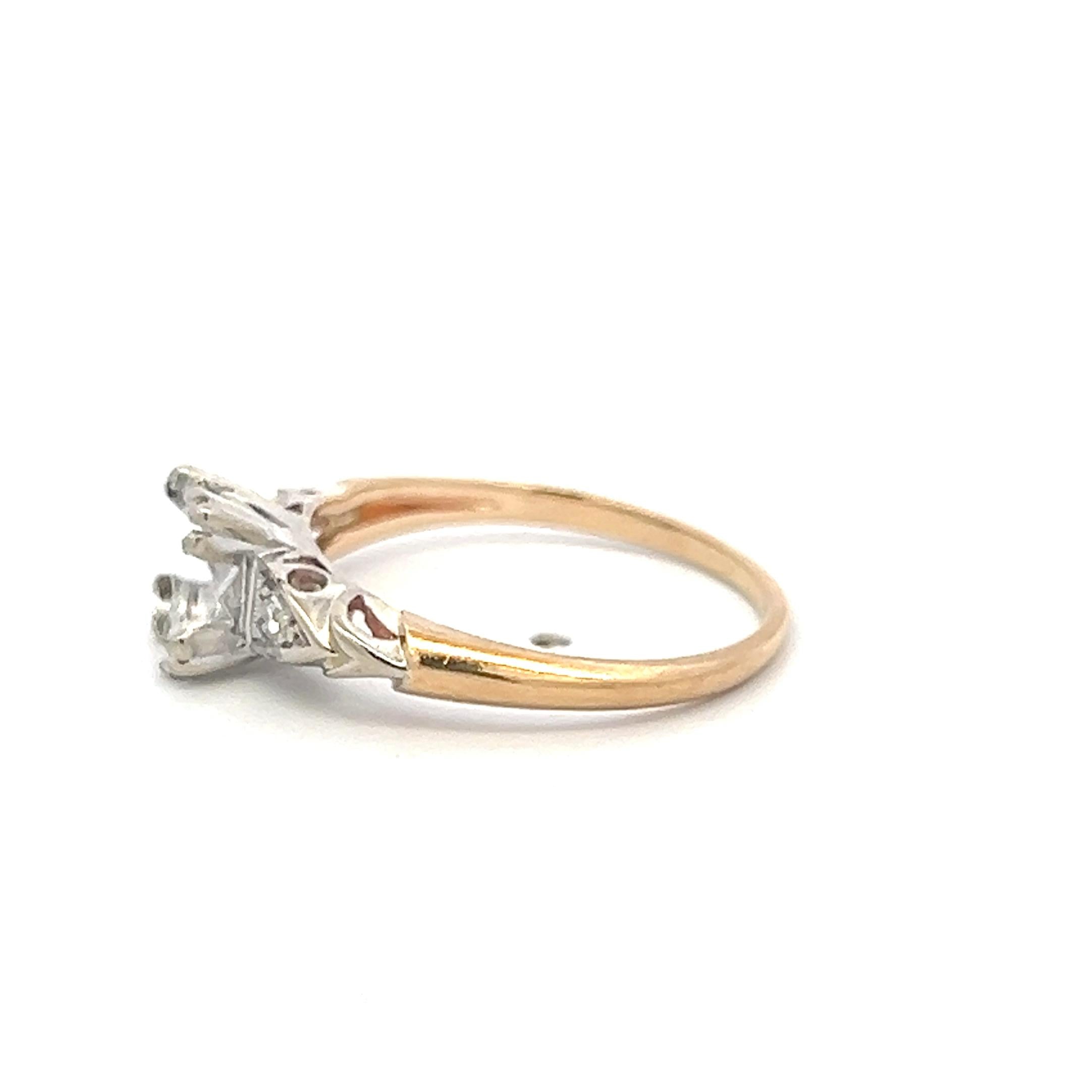 14K Two-Tone Gold Semi Mount Ring 0.04ct Circular I SI Diamond Fits 6.8mm 1.25ct
