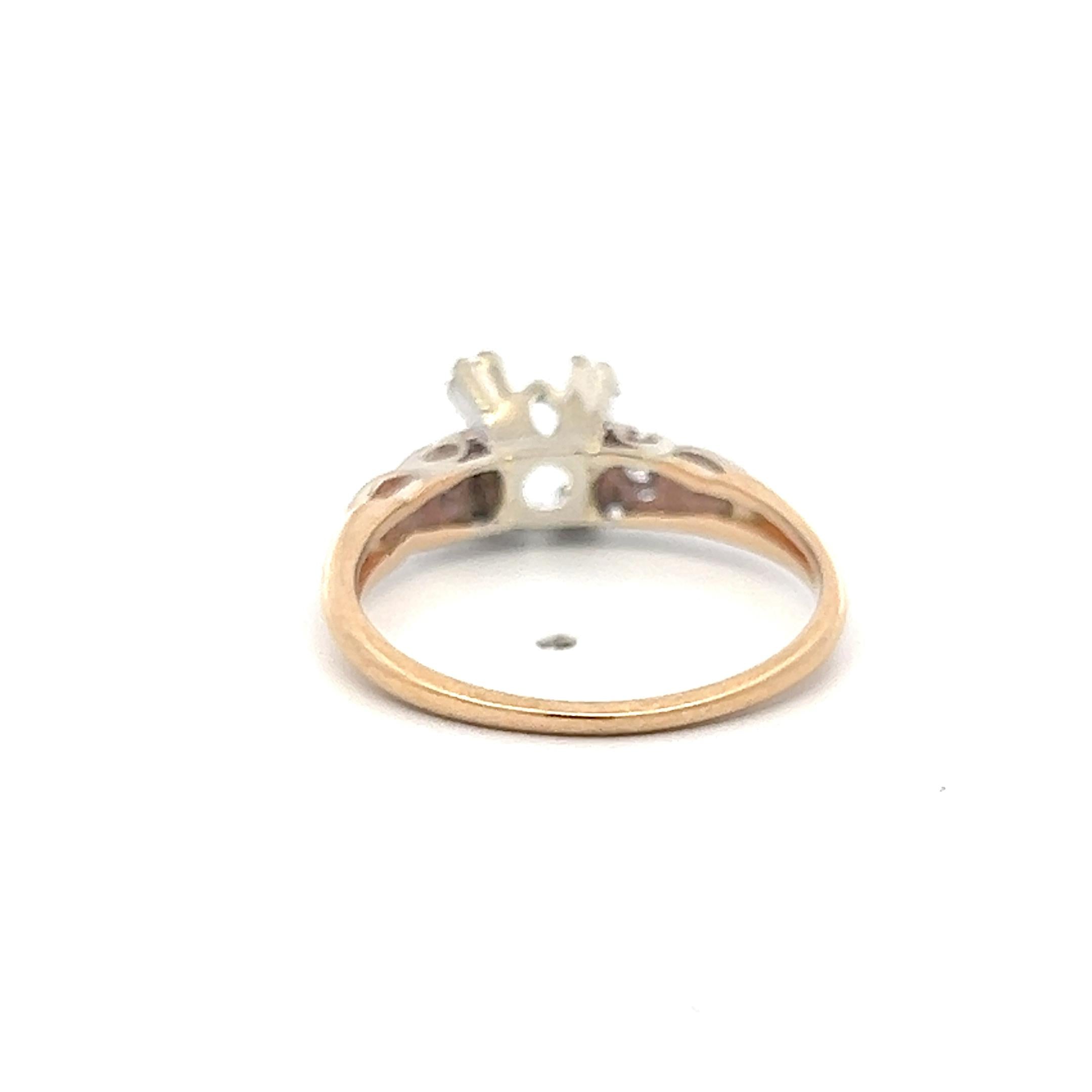 14K Two-Tone Gold Semi Mount Ring 0.04ct Circular I SI Diamond Fits 6.8mm 1.25ct