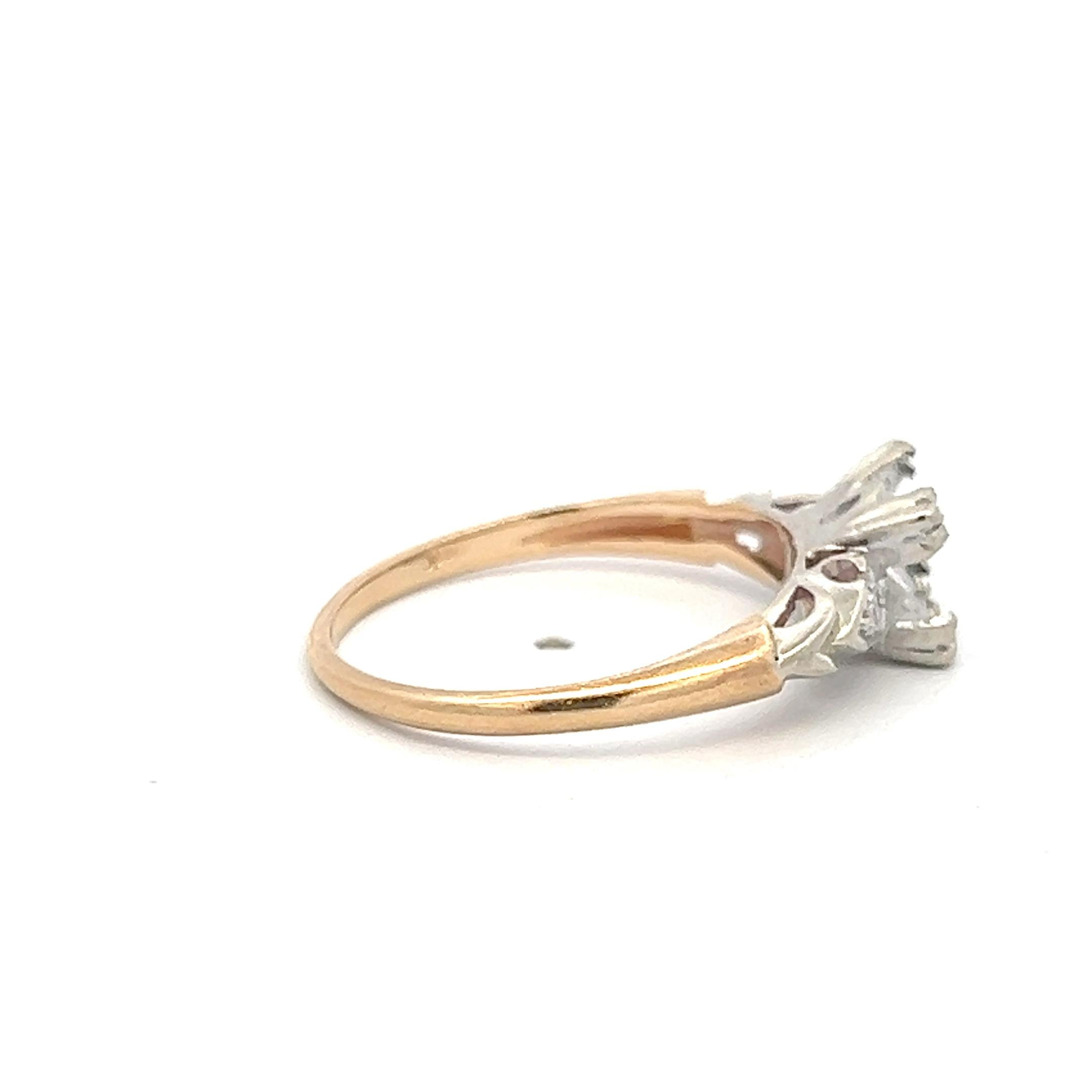 14K Two-Tone Gold Semi Mount Ring 0.04ct Circular I SI Diamond Fits 6.8mm 1.25ct