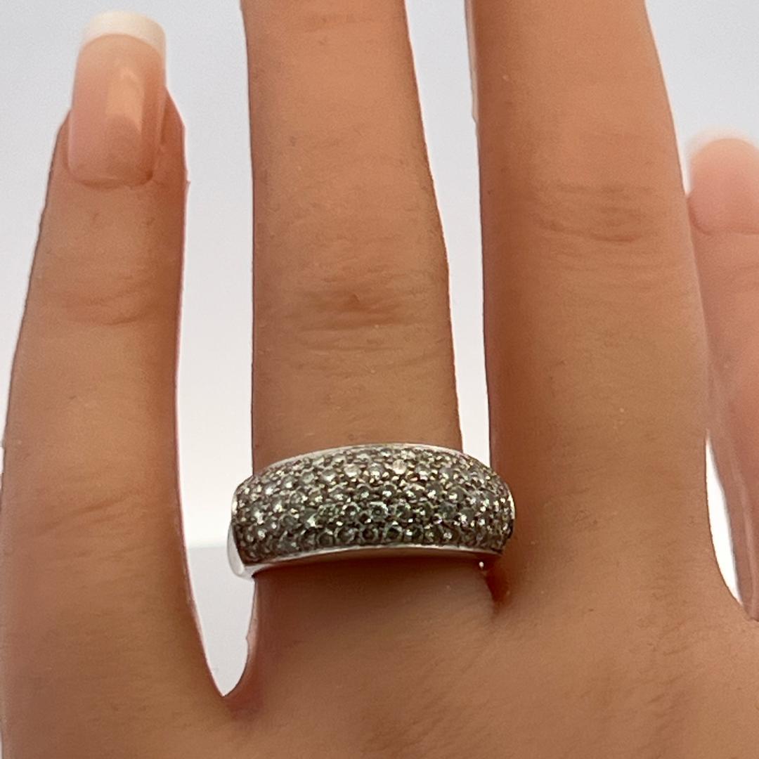 Vintage 18K WG Band Ring with 1.2 Carat Round Diamonds Size 7.25