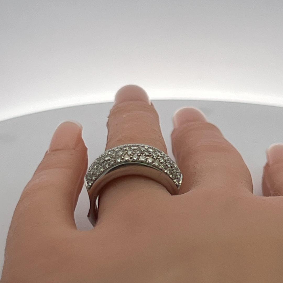 Vintage 18K WG Band Ring with 1.2 Carat Round Diamonds Size 7.25
