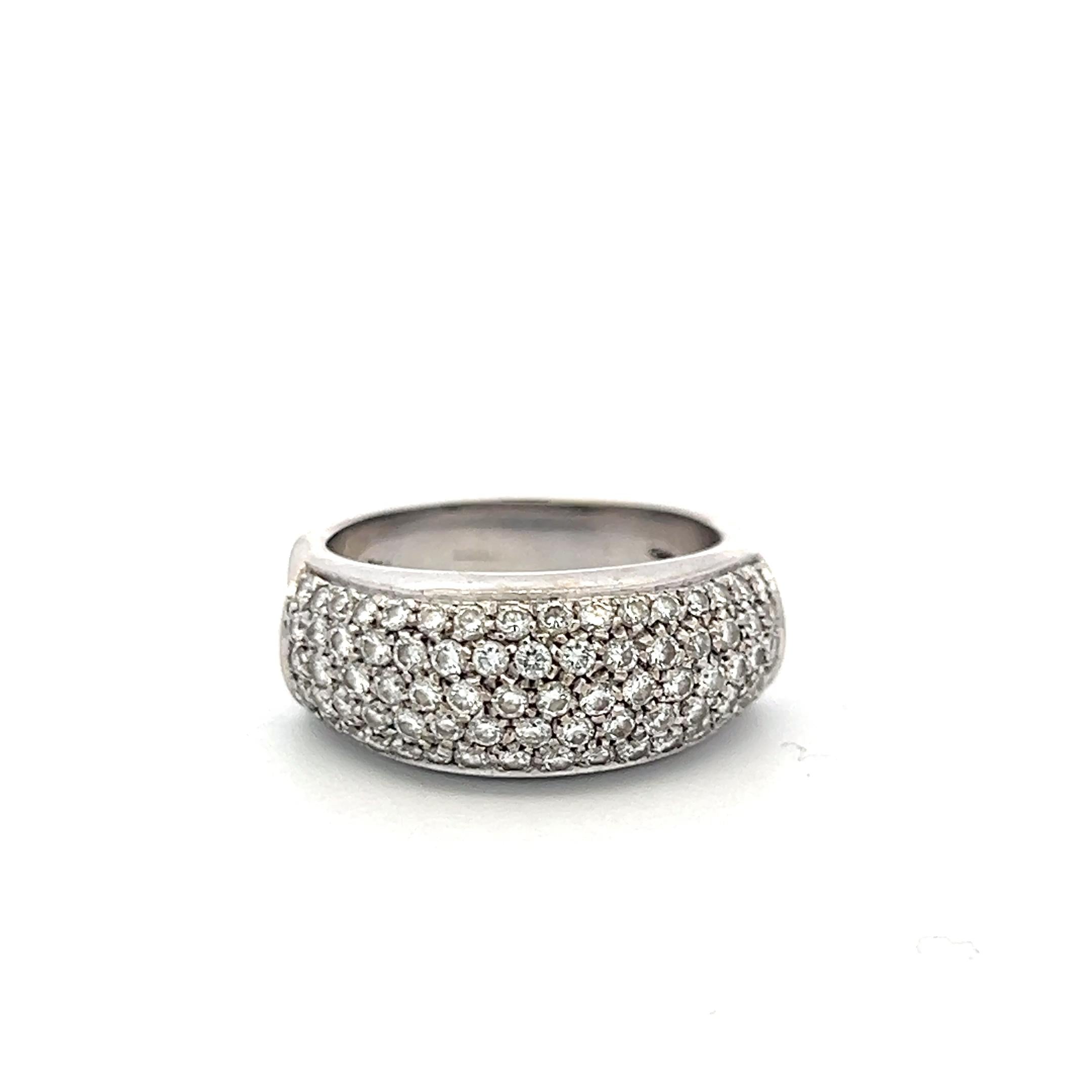 Vintage 18K WG Band Ring with 1.2 Carat Round Diamonds Size 7.25