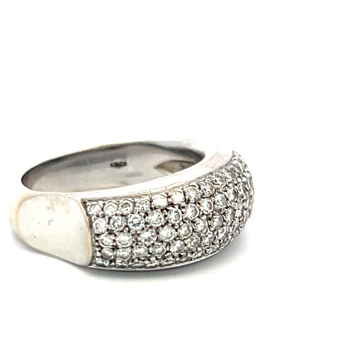 Vintage 18K WG Band Ring with 1.2 Carat Round Diamonds Size 7.25