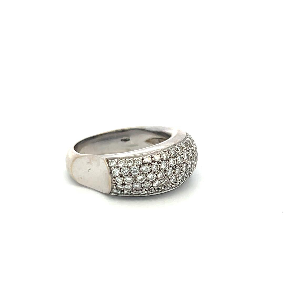 Vintage 18K WG Band Ring with 1.2 Carat Round Diamonds Size 7.25