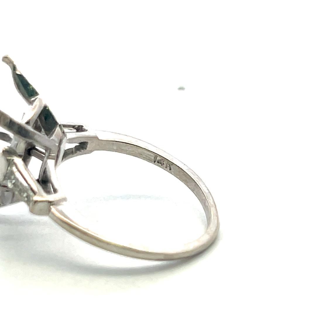 14K White Gold Semi Mount Ring 0.4ct Tapered Baguette Diamonds Fits 17.5x11 MM