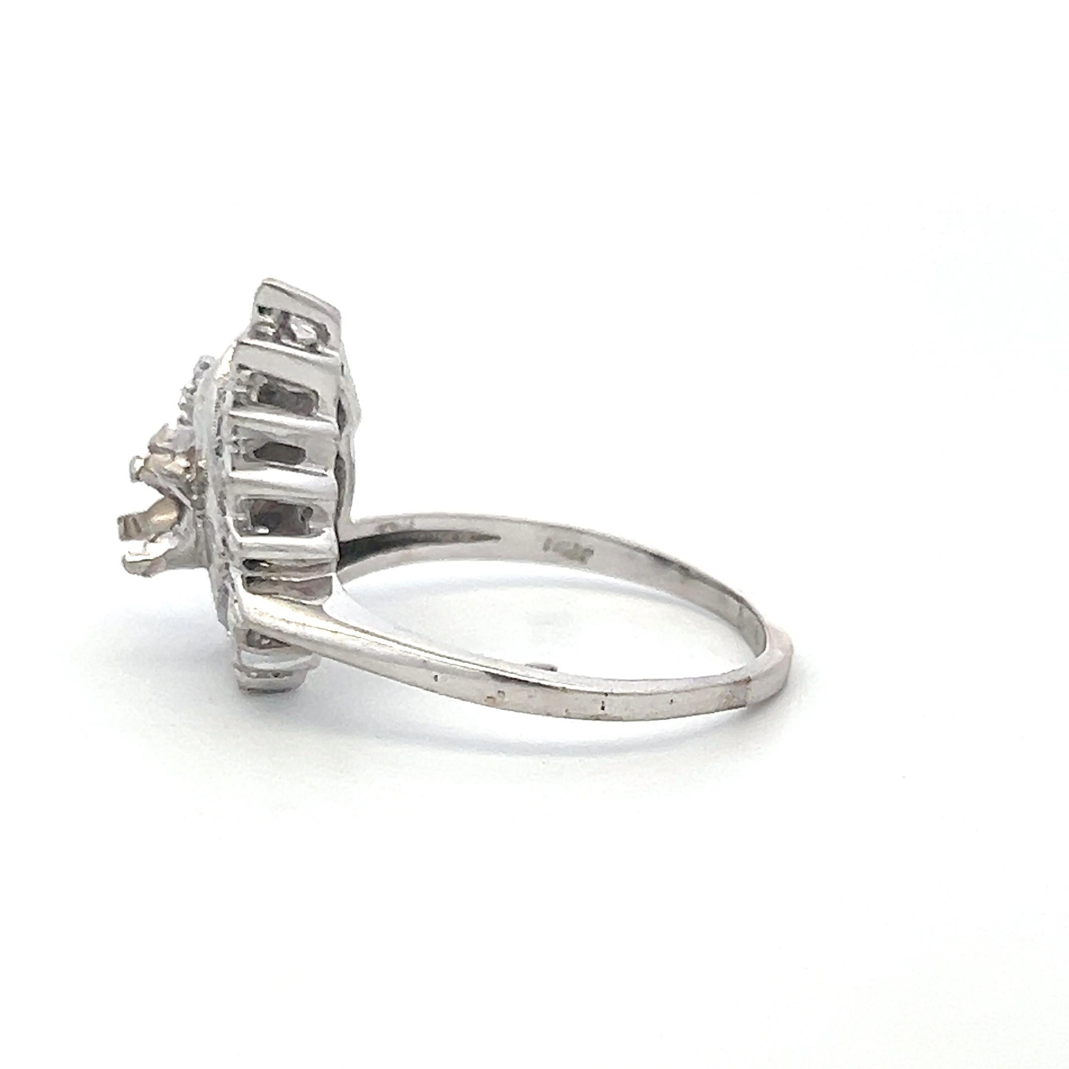14K White Gold Semi Mount Ring 0.12ct Round I SI Diamonds Fits 5.8mm 0.75ct++
