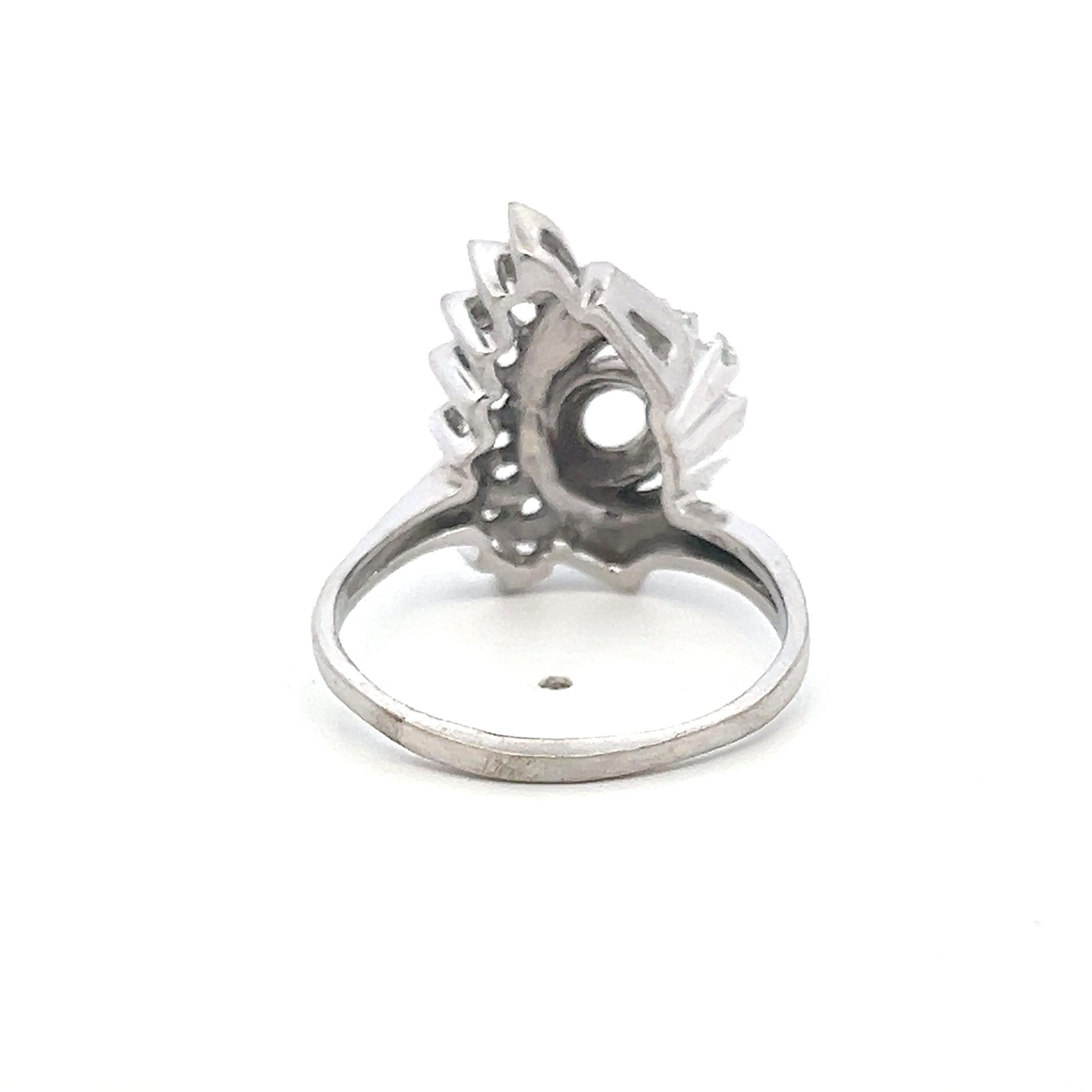 14K White Gold Semi Mount Ring 0.12ct Round I SI Diamonds Fits 5.8mm 0.75ct++