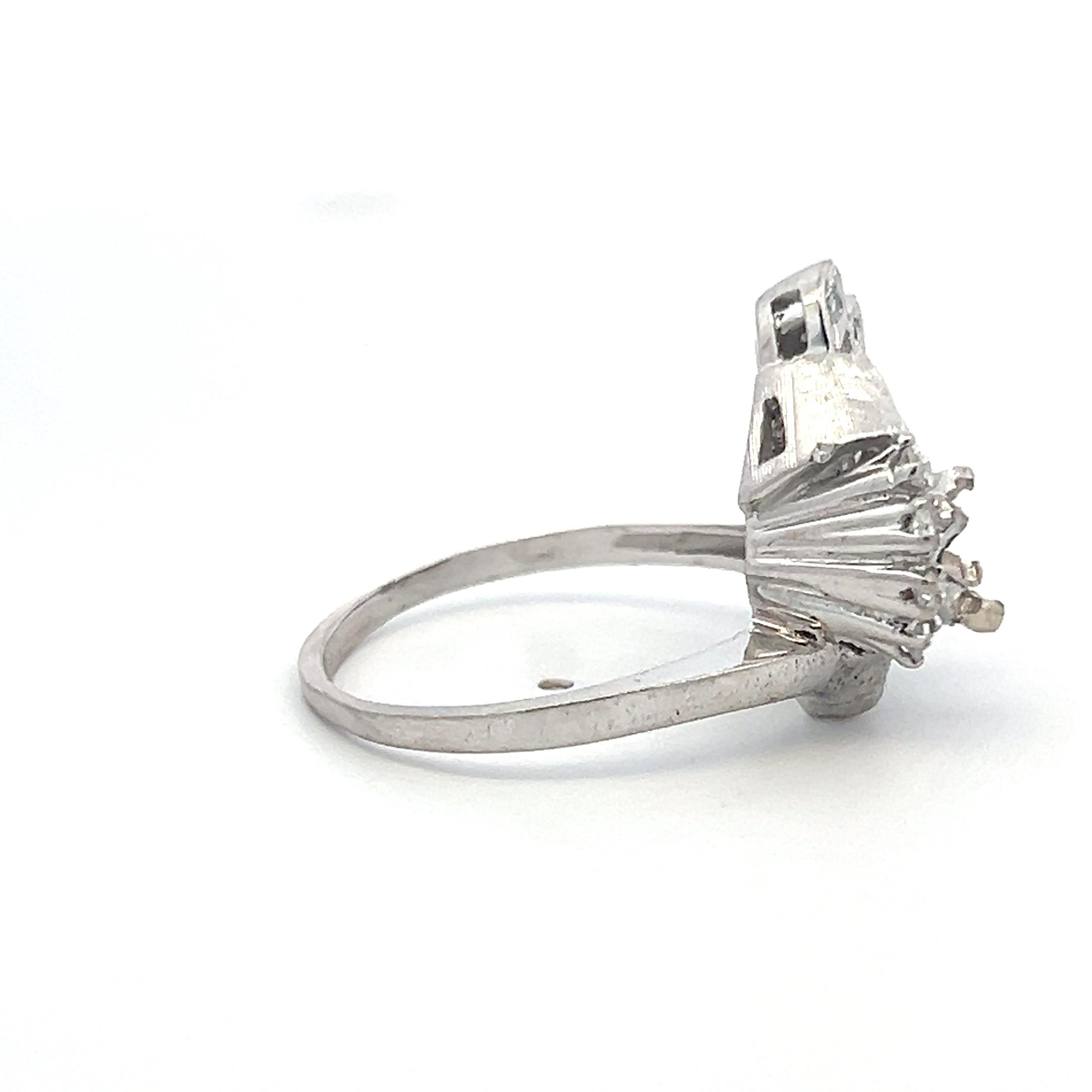 14K White Gold Semi Mount Ring 0.12ct Round I SI Diamonds Fits 5.8mm 0.75ct++