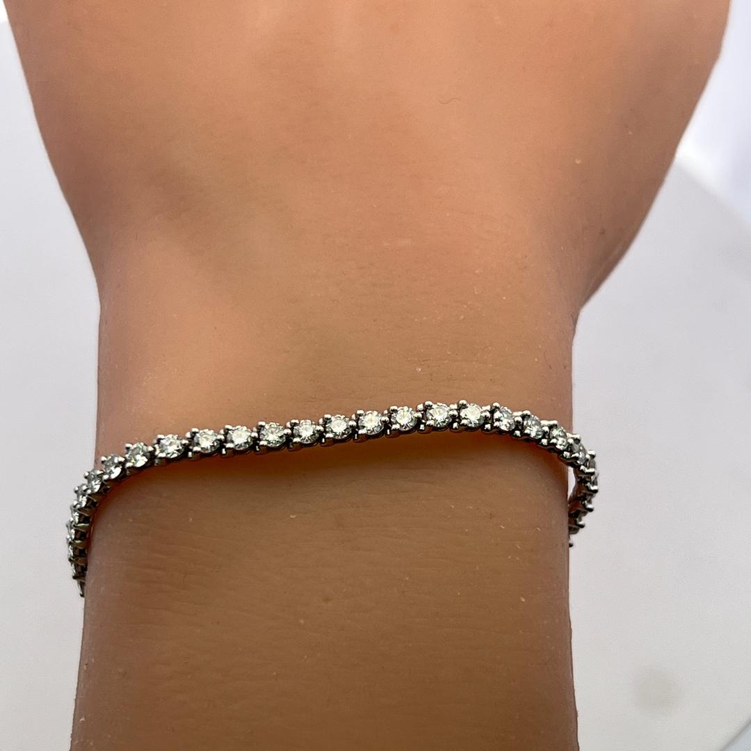 Tiffany & Co Platinum Tennis Bracelet with 3.26ct Round & Marquis F VS Diamonds