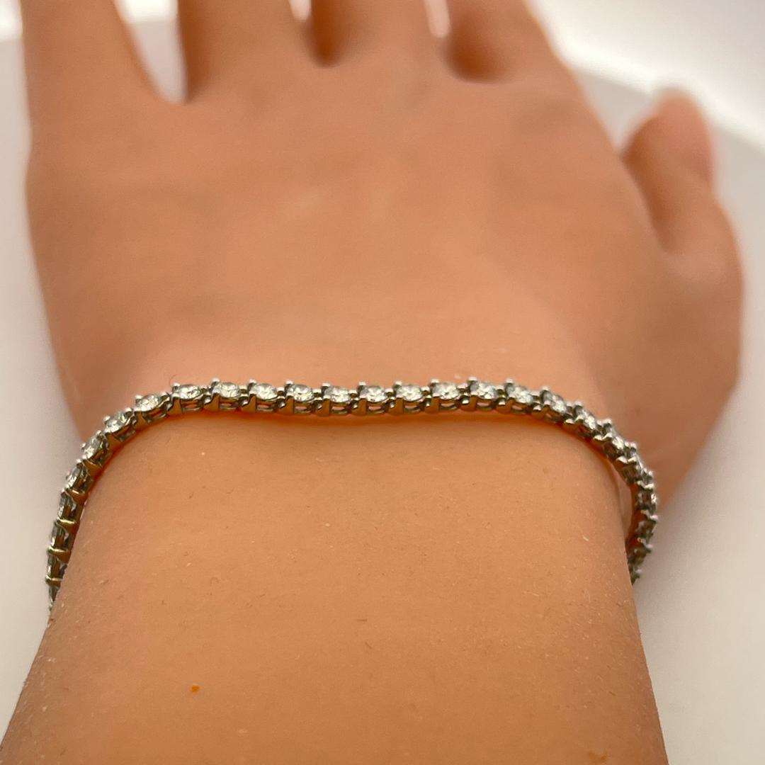Tiffany & Co Platinum Tennis Bracelet with 3.26ct Round & Marquis F VS Diamonds