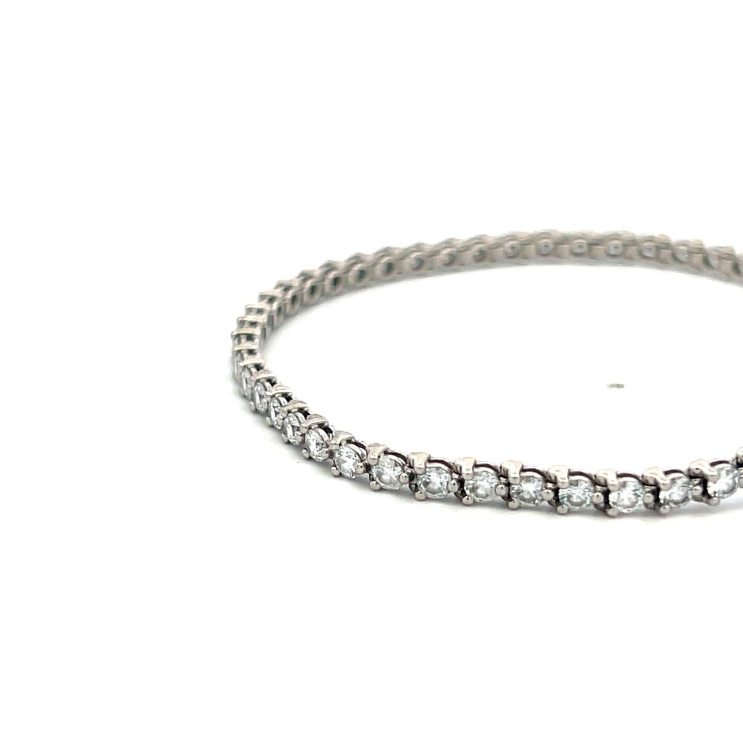 Tiffany & Co Platinum Tennis Bracelet with 3.26ct Round & Marquis F VS Diamonds