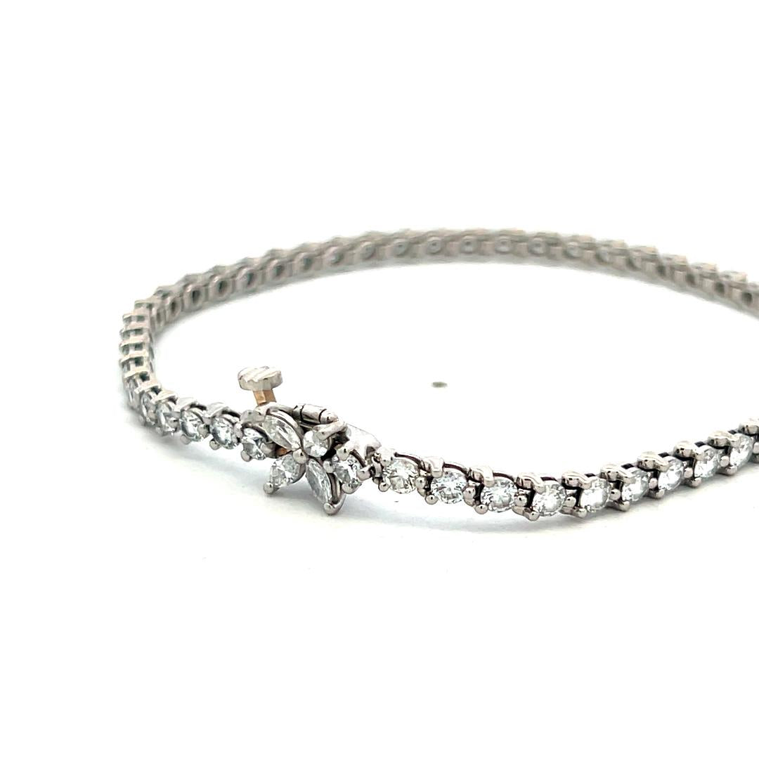 Tiffany & Co Platinum Tennis Bracelet with 3.26ct Round & Marquis F VS Diamonds