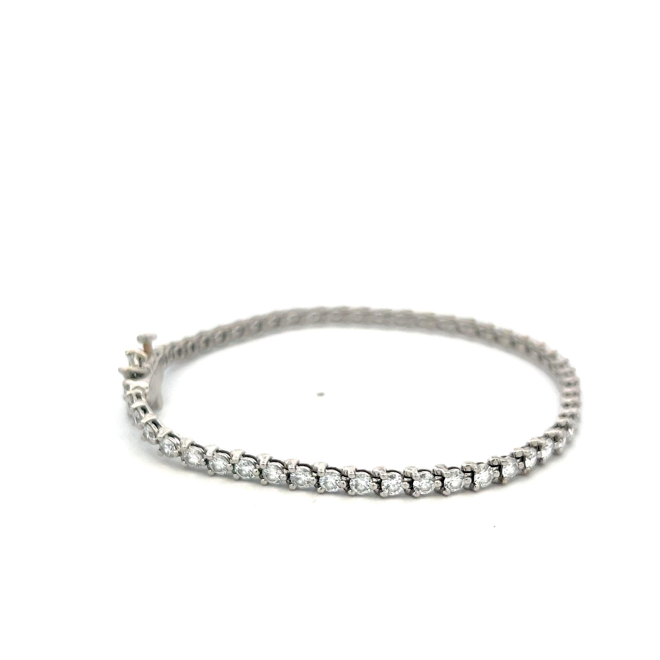 Tiffany & Co Platinum Tennis Bracelet with 3.26ct Round & Marquis F VS Diamonds